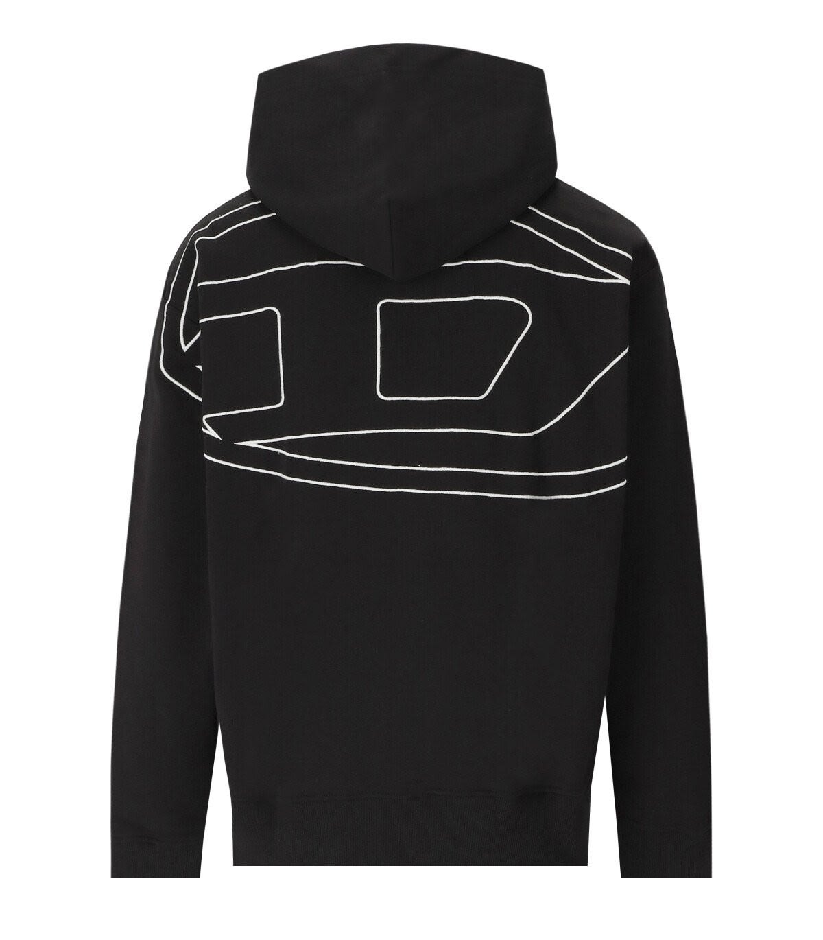 Shop Diesel S-macs-hood-megoval Hoodie With Logo Embroidery In Nero