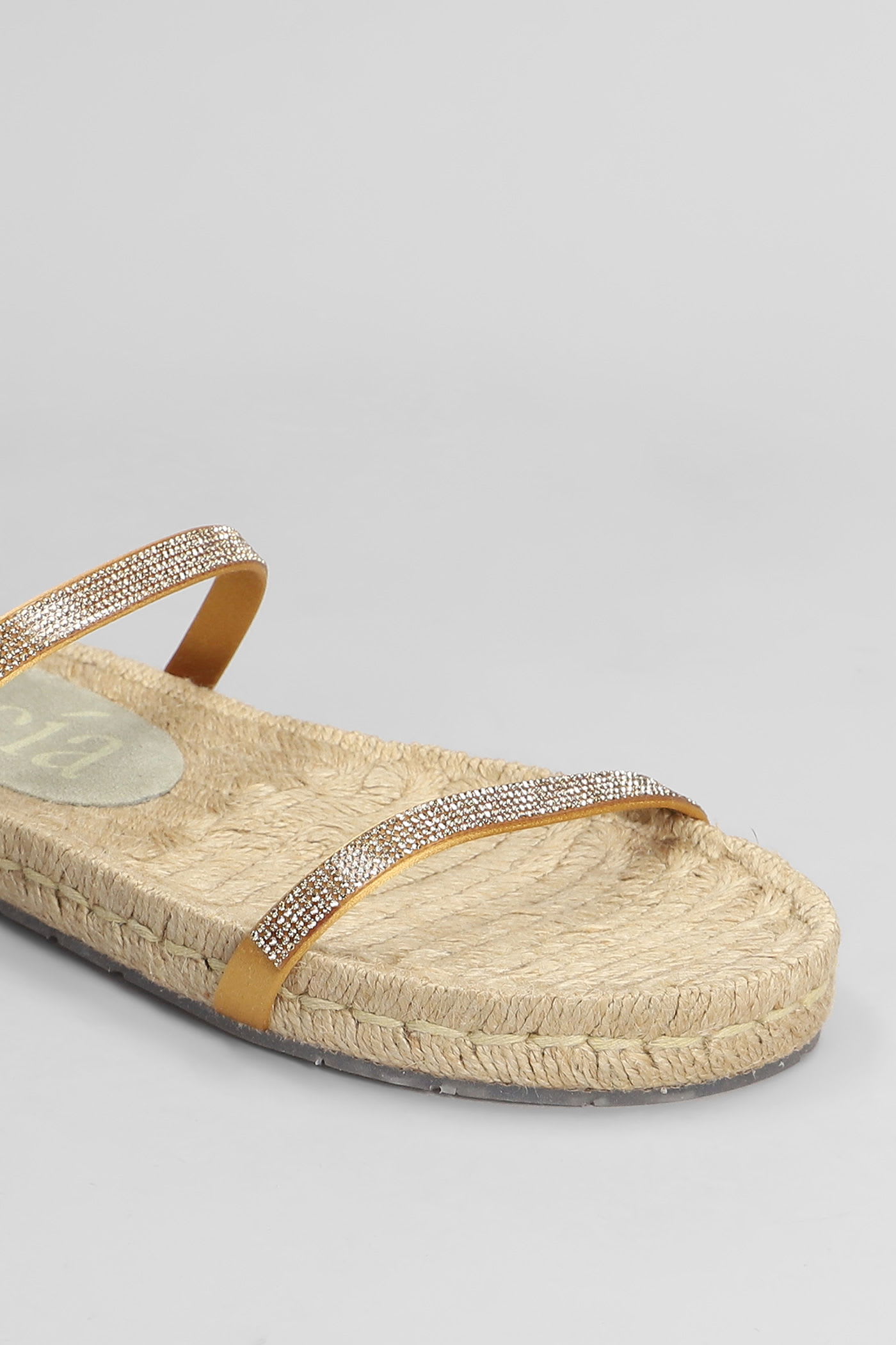 Pedro Garcia Janna Flats In Gold Satin In Brown