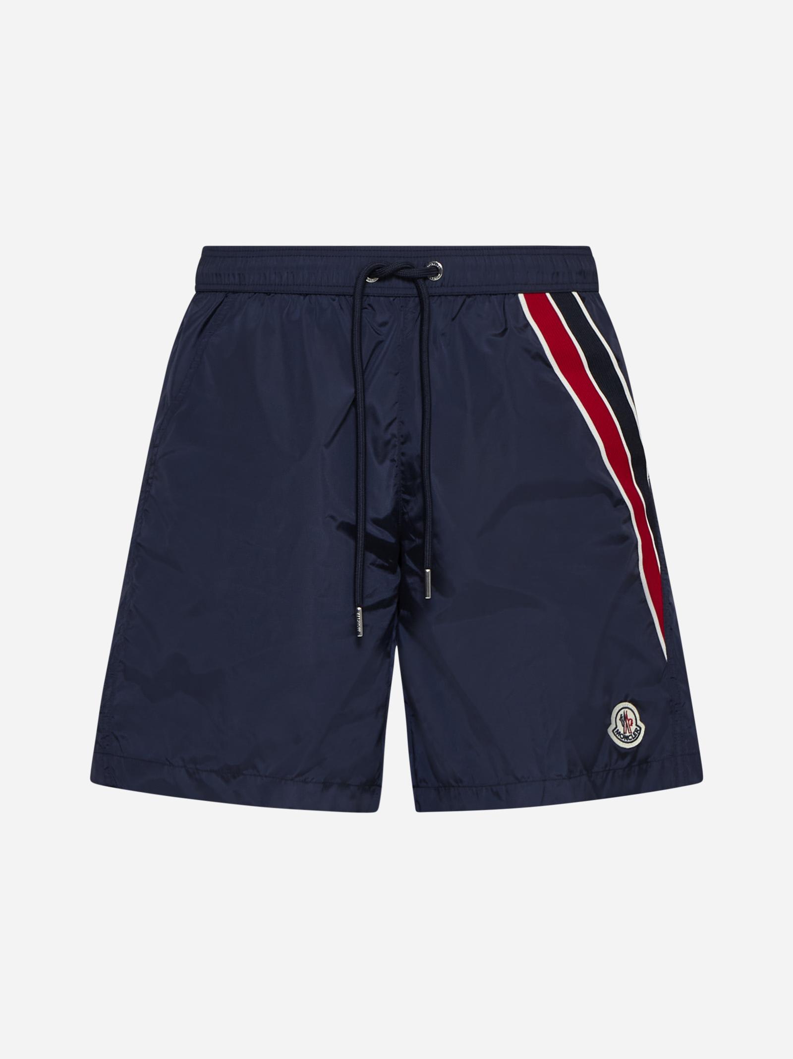 Shop Moncler Logo Swim Shorts