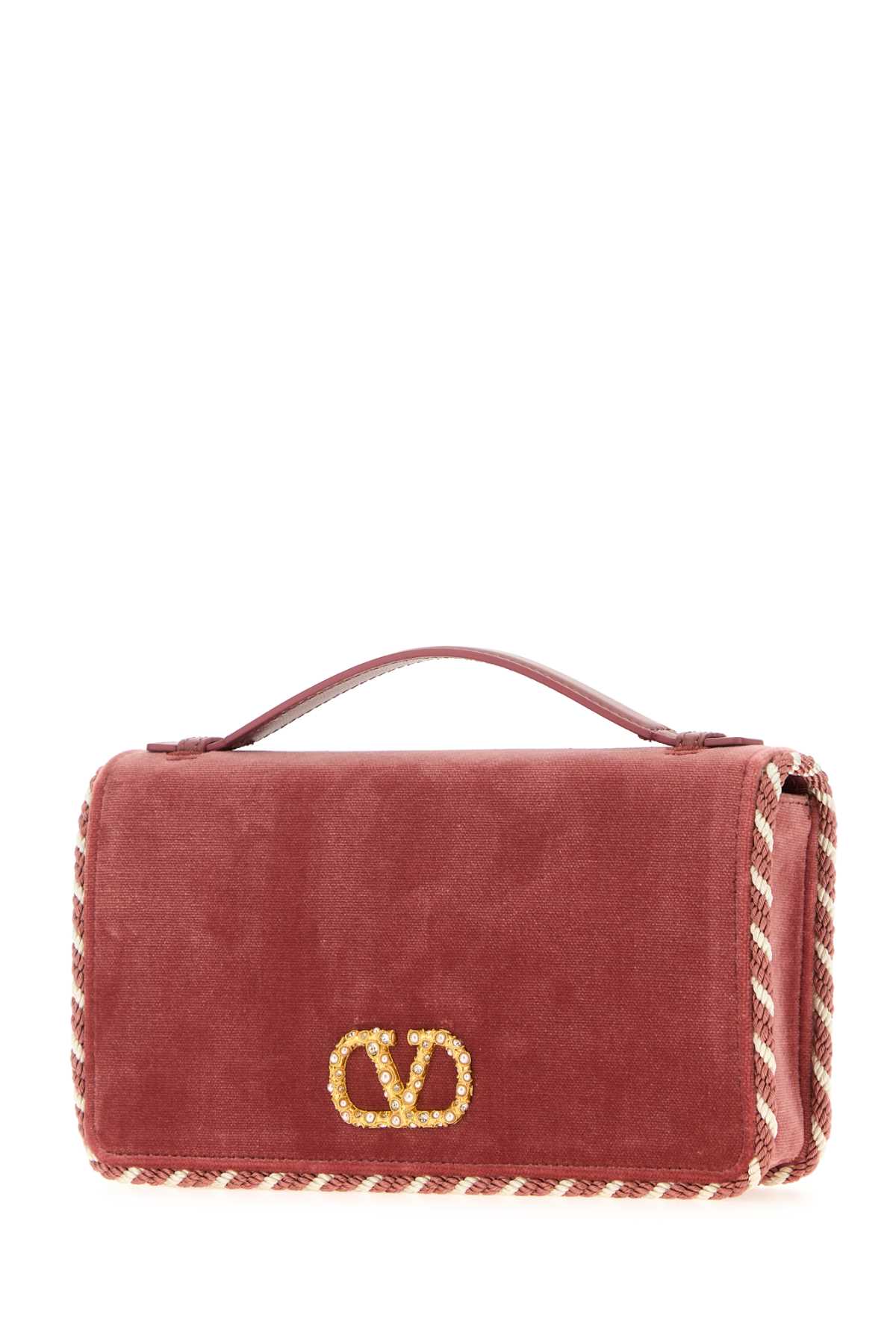 Valentino Pink Velvet Vlogo Signature Handbag