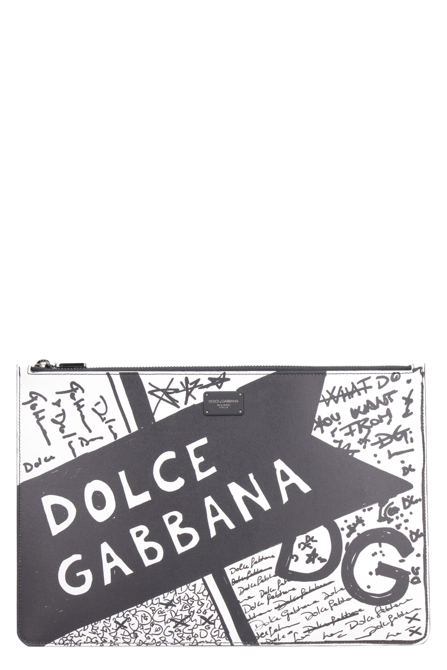 Dolce & Gabbana Printed Leather Flat Pouch