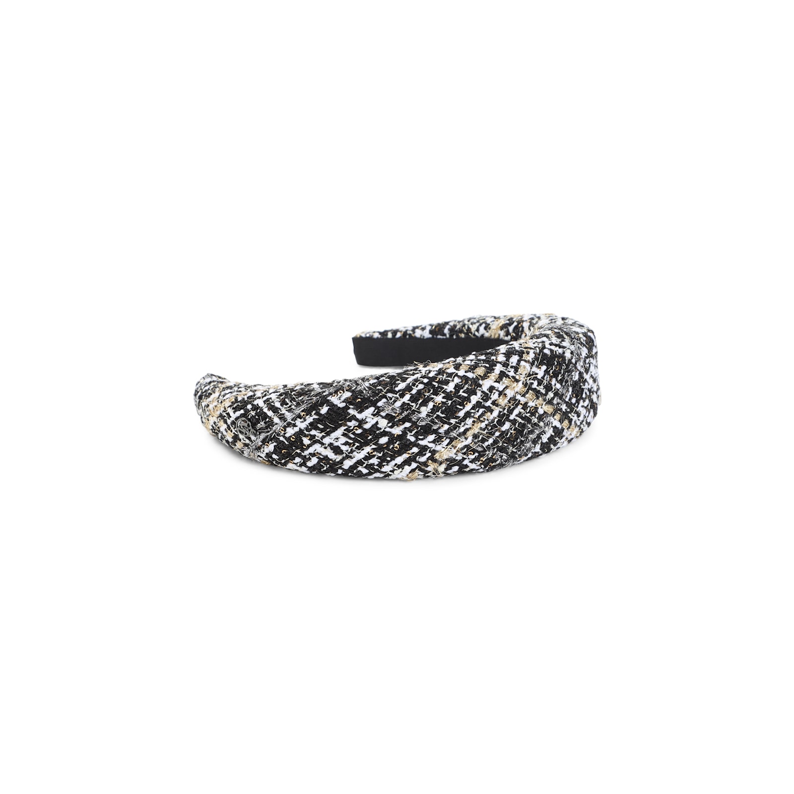 Maison Michel Textured Tweed Headband With Metallic Accents In Gray