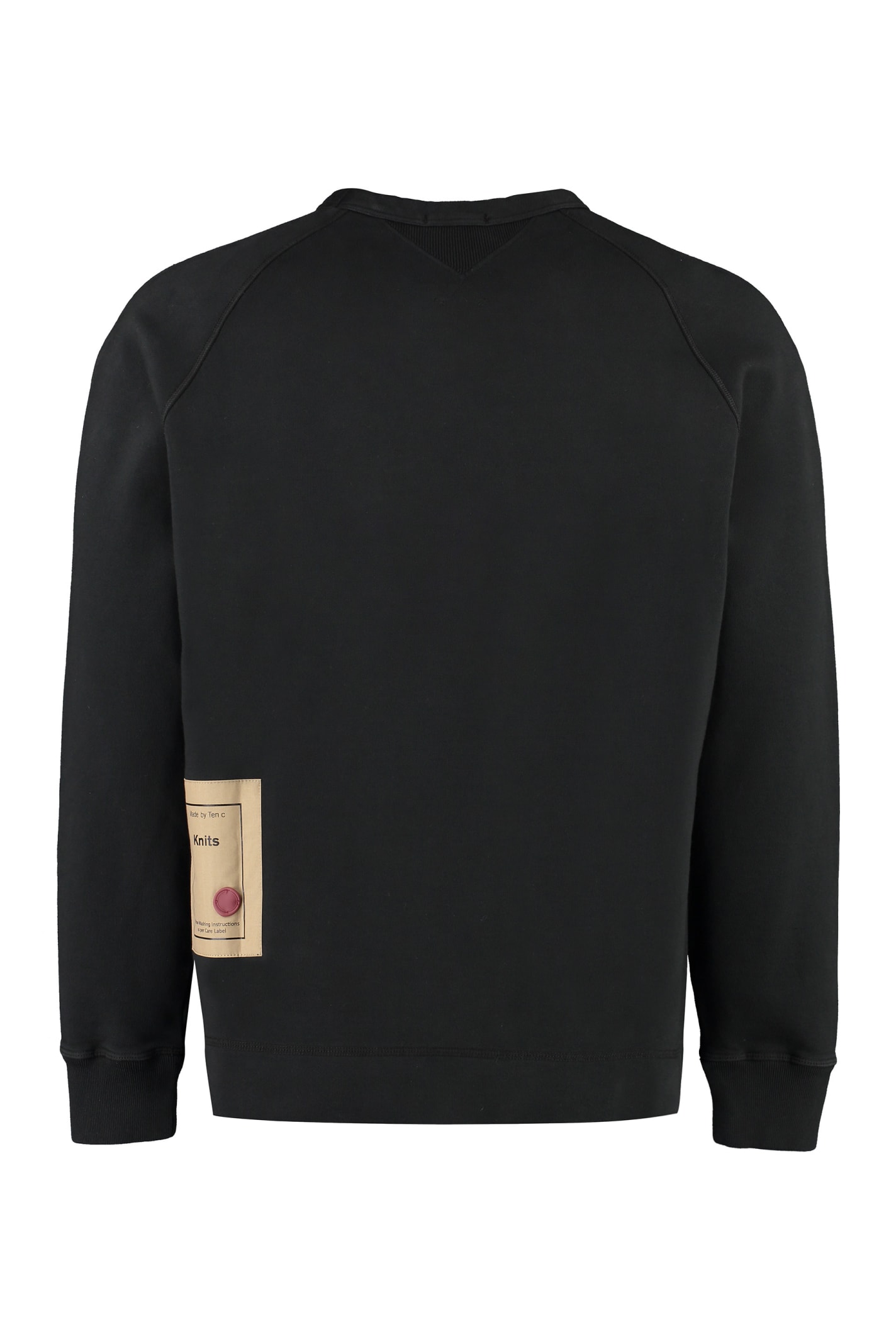 Shop Ten C Cotton Crew-neck Sweatshirt In Black