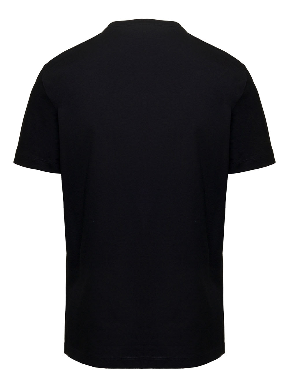 Shop Versace Black Crewneck T-shirt With Studded Medusa In Cotton Man