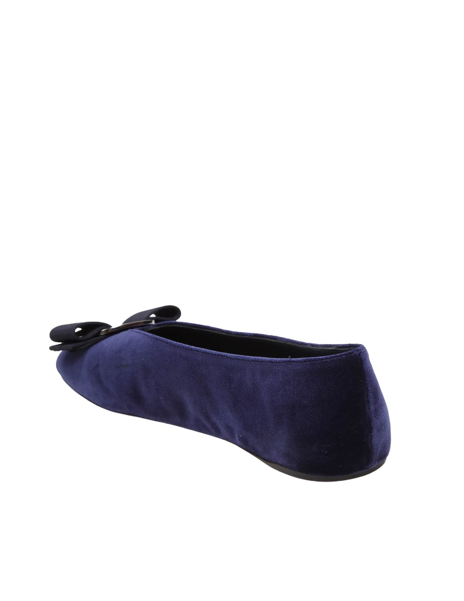 Shop Ferragamo Vanna Ballerina In Blue Velvet