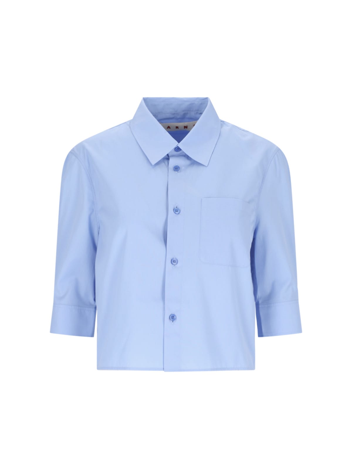 Shop Marni Cropped Shirt In Light Blue