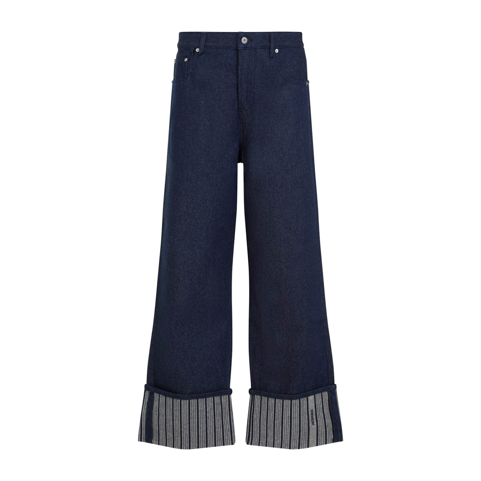 Shop Jacquemus Le De-nimes Large Jeans In F Navy Navy Stripe