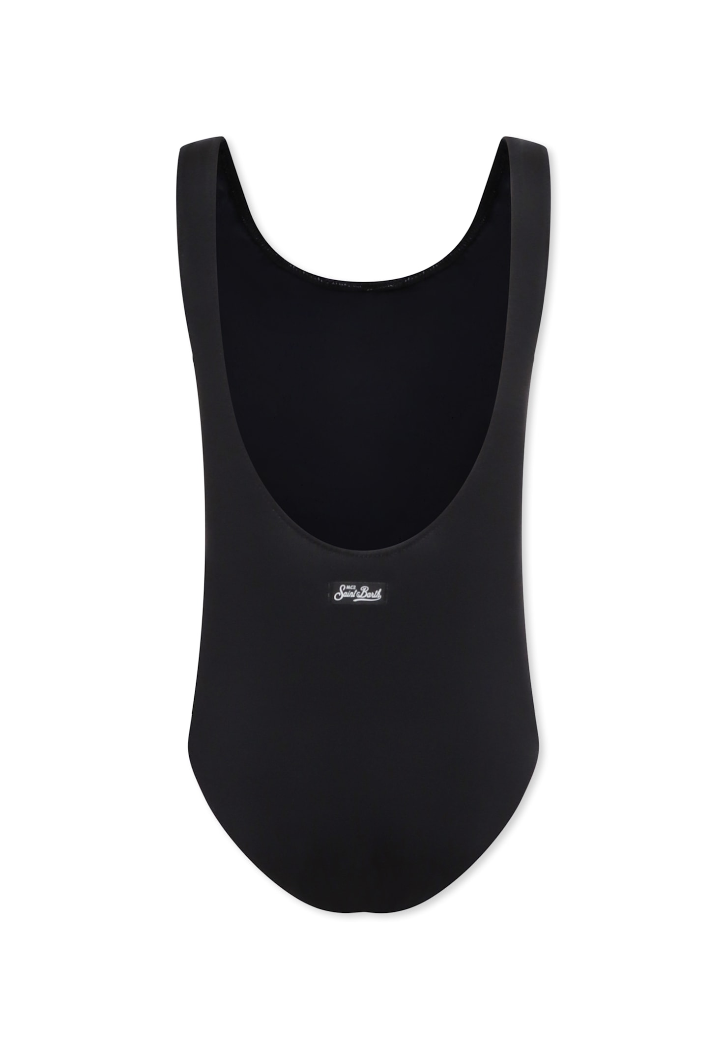Mc2 Saint Barth Black Swimsuit For Girl With Heart In Black