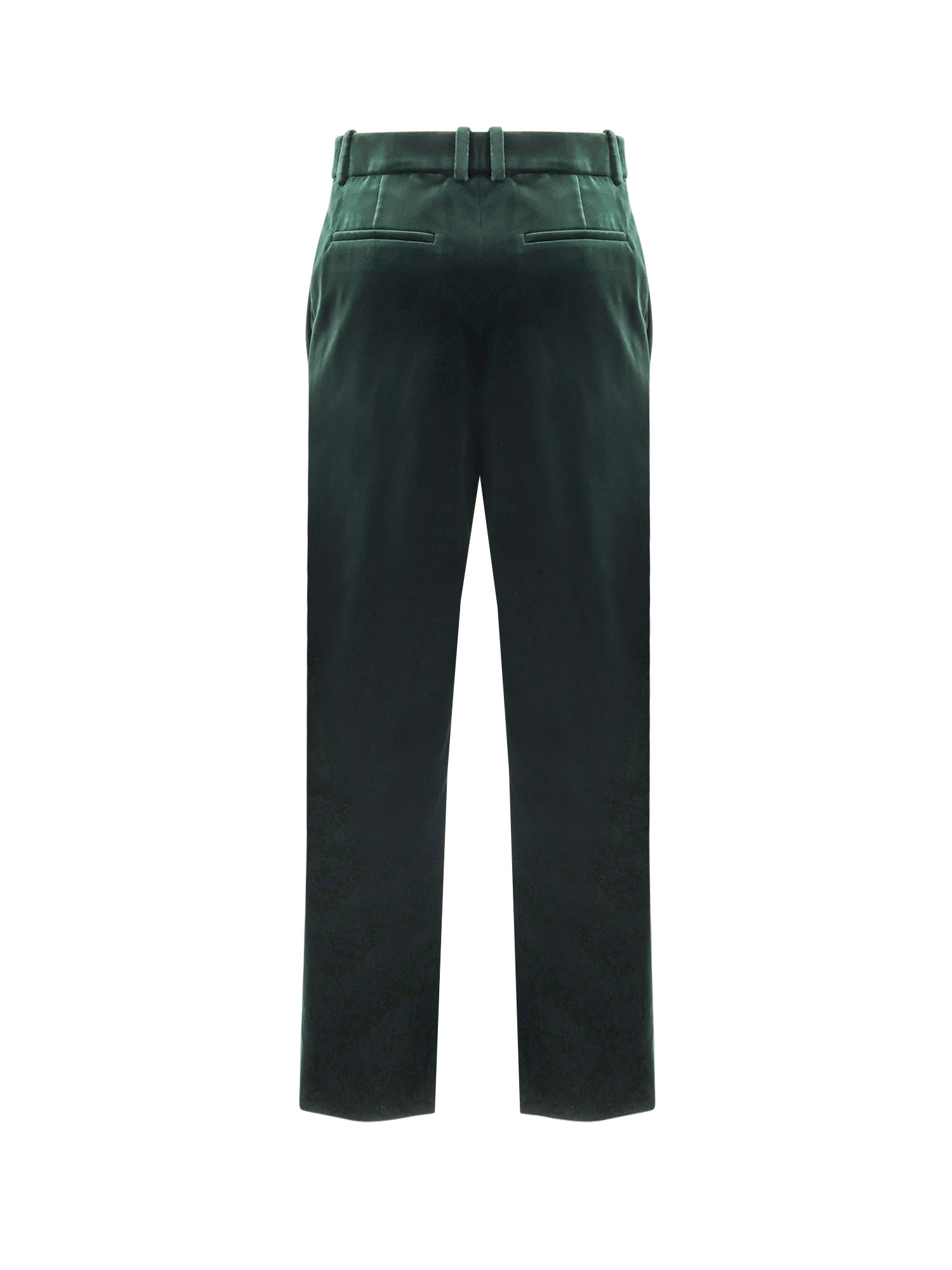 Saint Laurent Cropped Cotton-velvet Slim-leg Pants In Green
