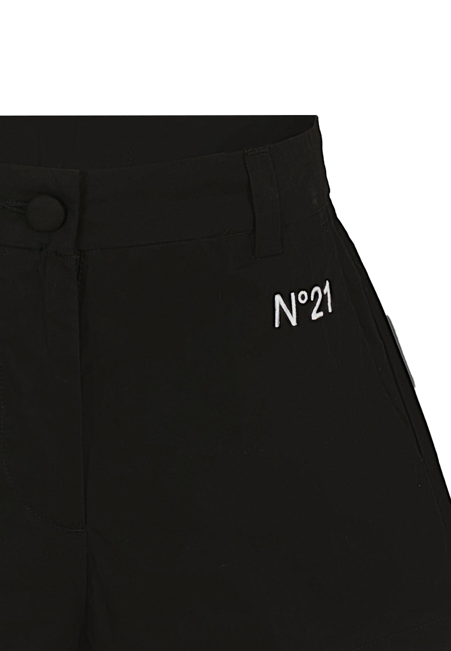 N°21 Black Shorts For Girl With Logo In Black