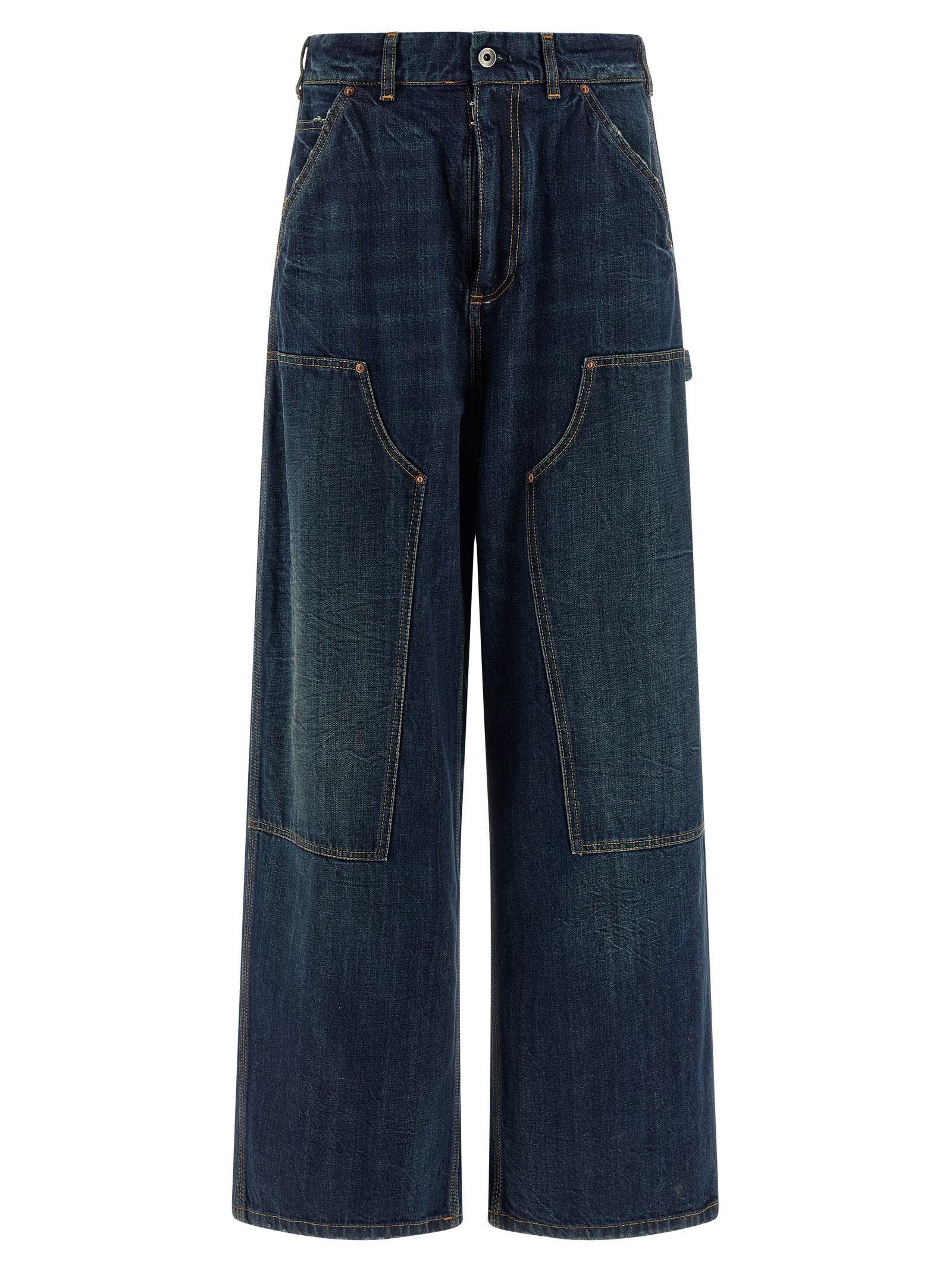 Maison Margiela Comfortable Wide Leg Work Jeans In Blue