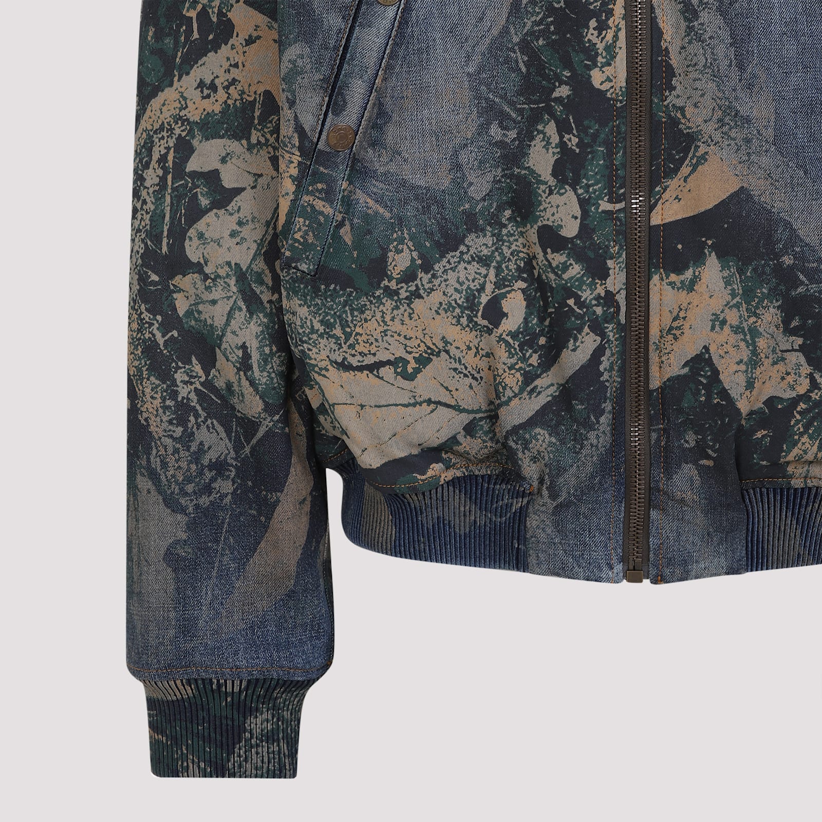 Acne Studios Graphic Print Denim Bomber Jacket In Brown
