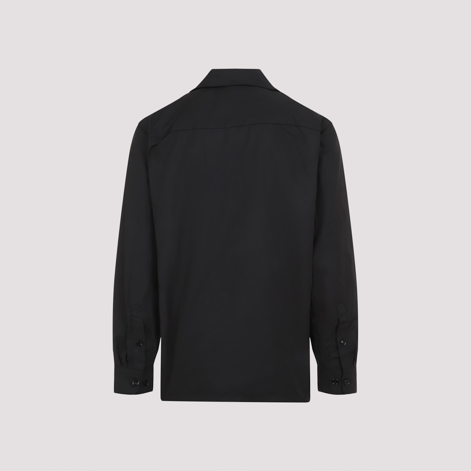 Dries Van Noten Cornish Black Tech Fabric Shirt With Pointed Collar In Black