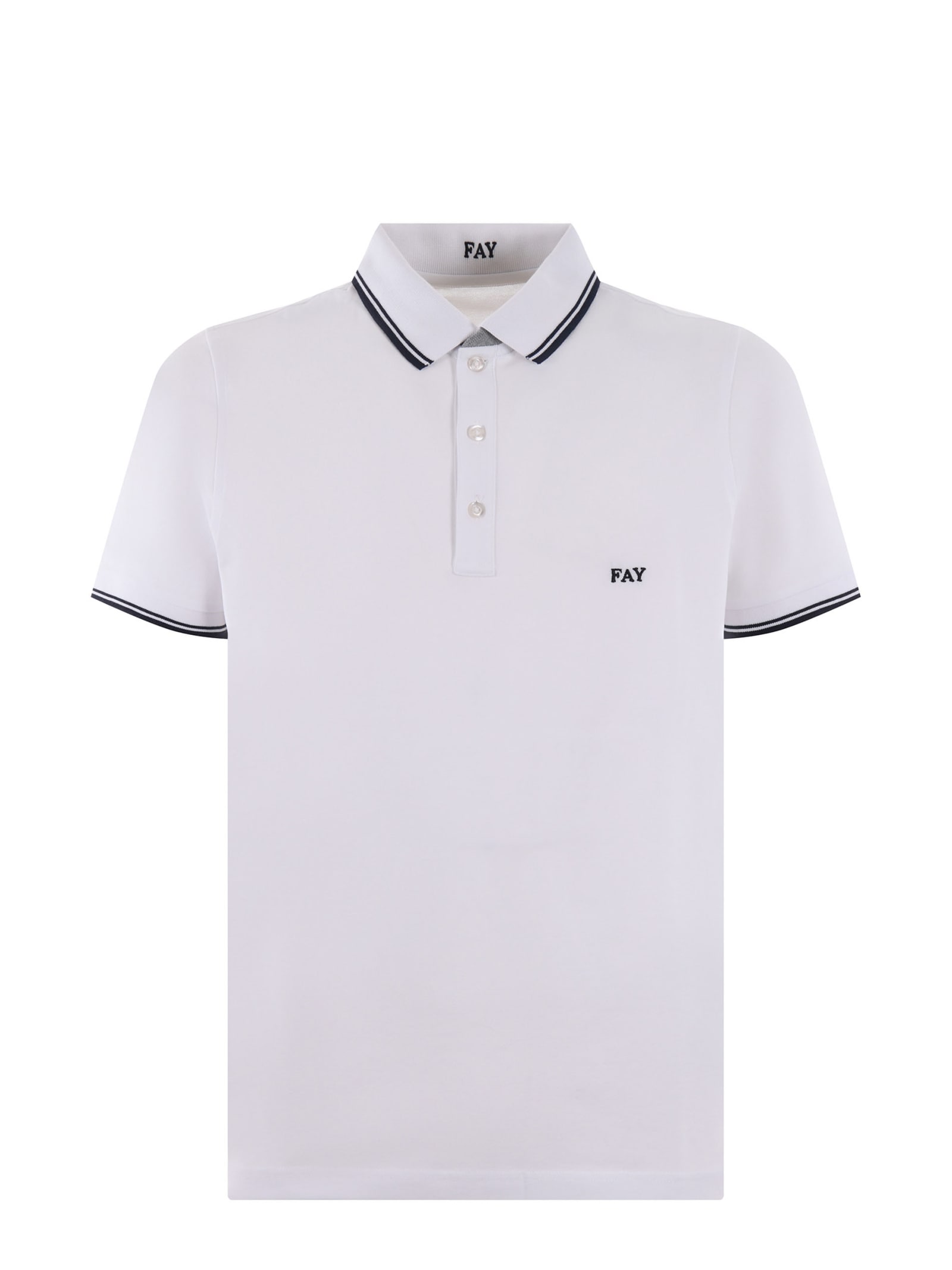 Shop Fay Polo Shirt In Bianco