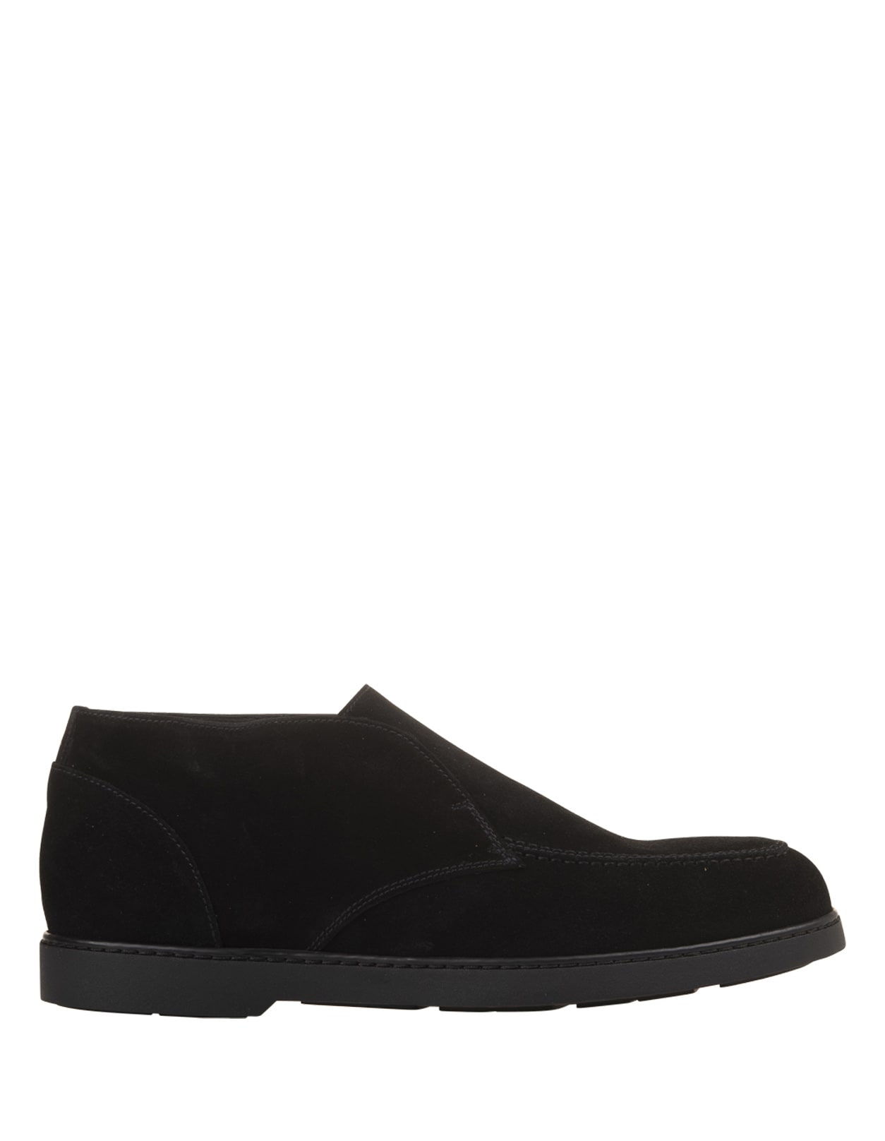 DOUCAL'S BLACK SUEDE SLIP-ON ANKLE BOOTS 