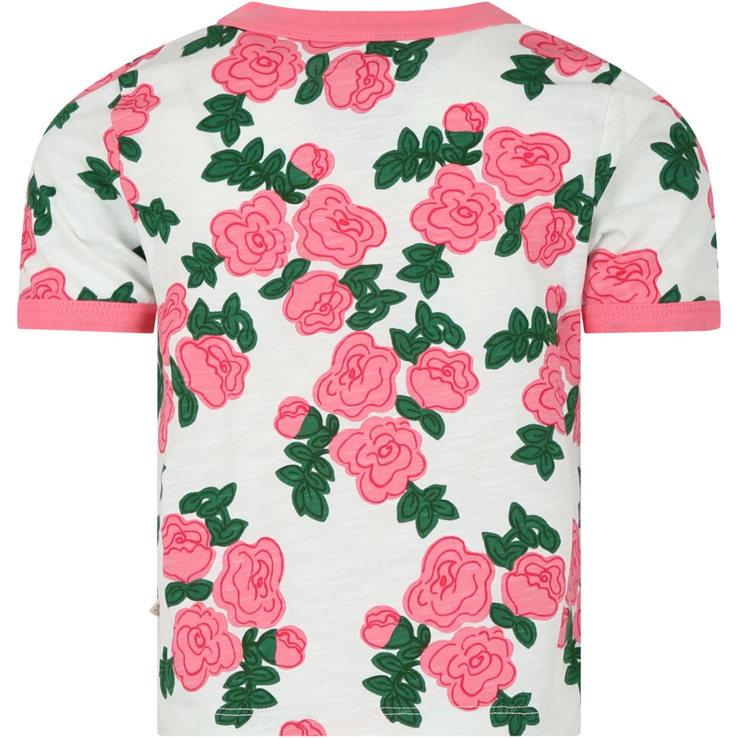 Shop Mini Rodini White T-shirt For Girl With Rose