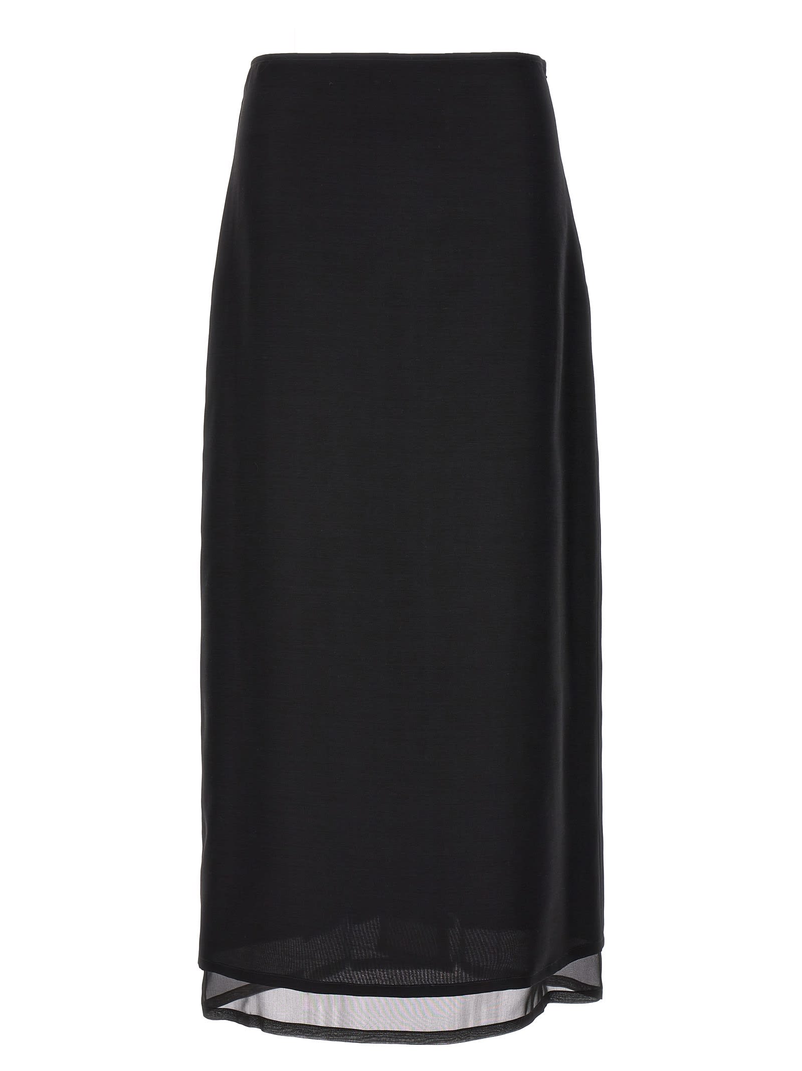 Shop Fabiana Filippi Long Skirt In Black