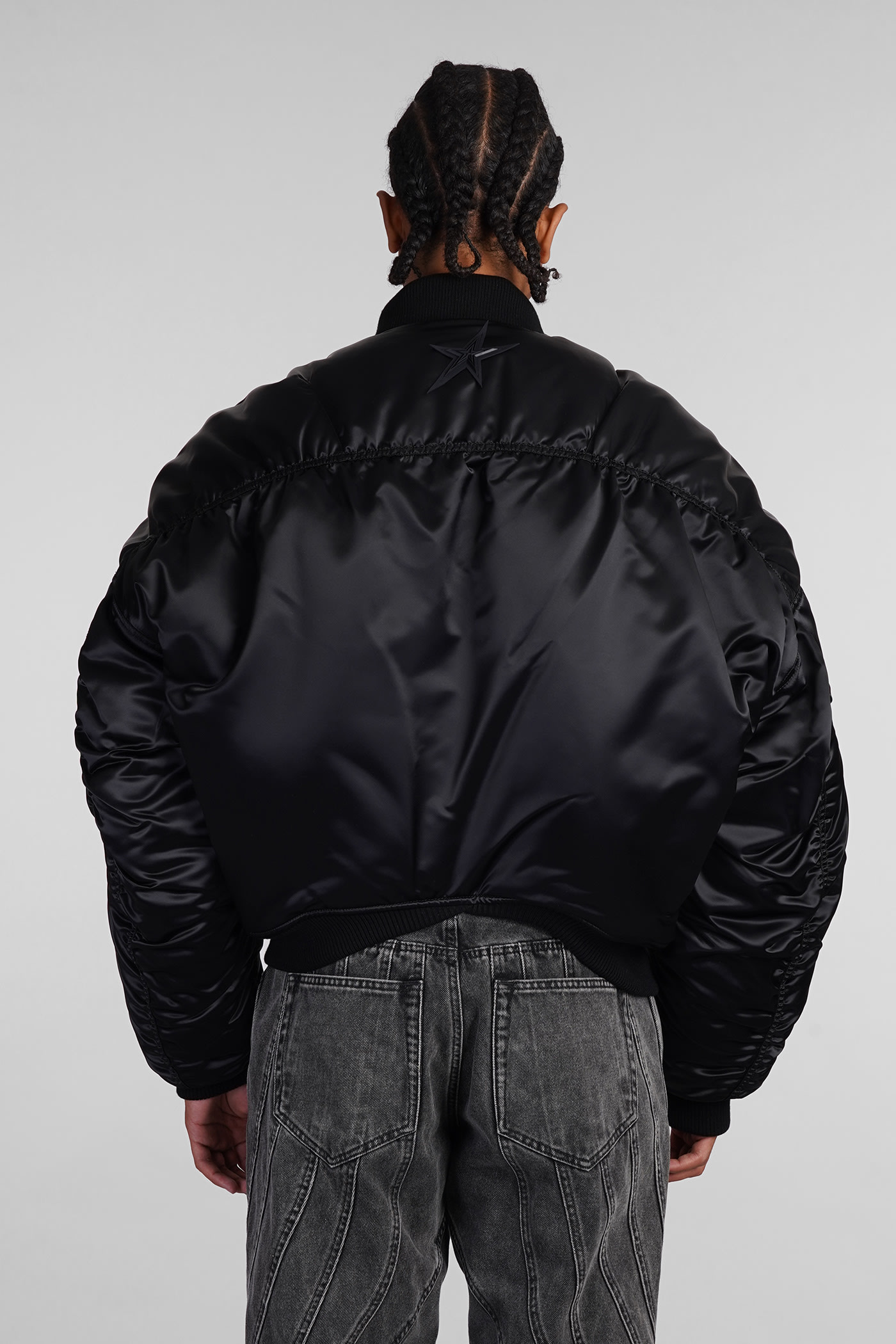 Shop Mugler Bomber In Black Nylon