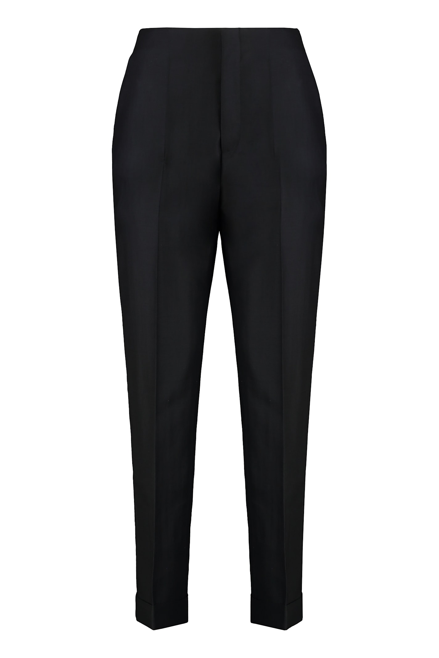 Alberta Ferretti Pleated-cuffed Trousers In Black