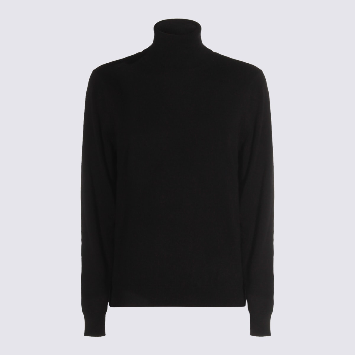 Malo Ribbed Turtleneck Crewneck Knitwear In Black