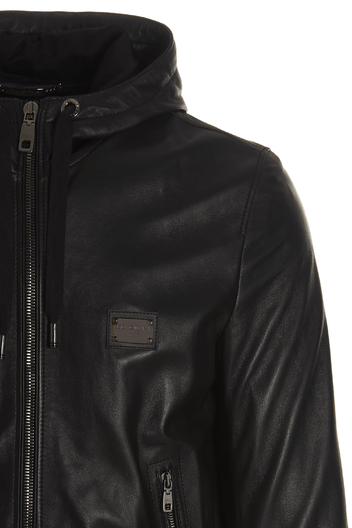 Dolce & Gabbana Hooded Jacket With Elastic Cuffs And Hem In Nero