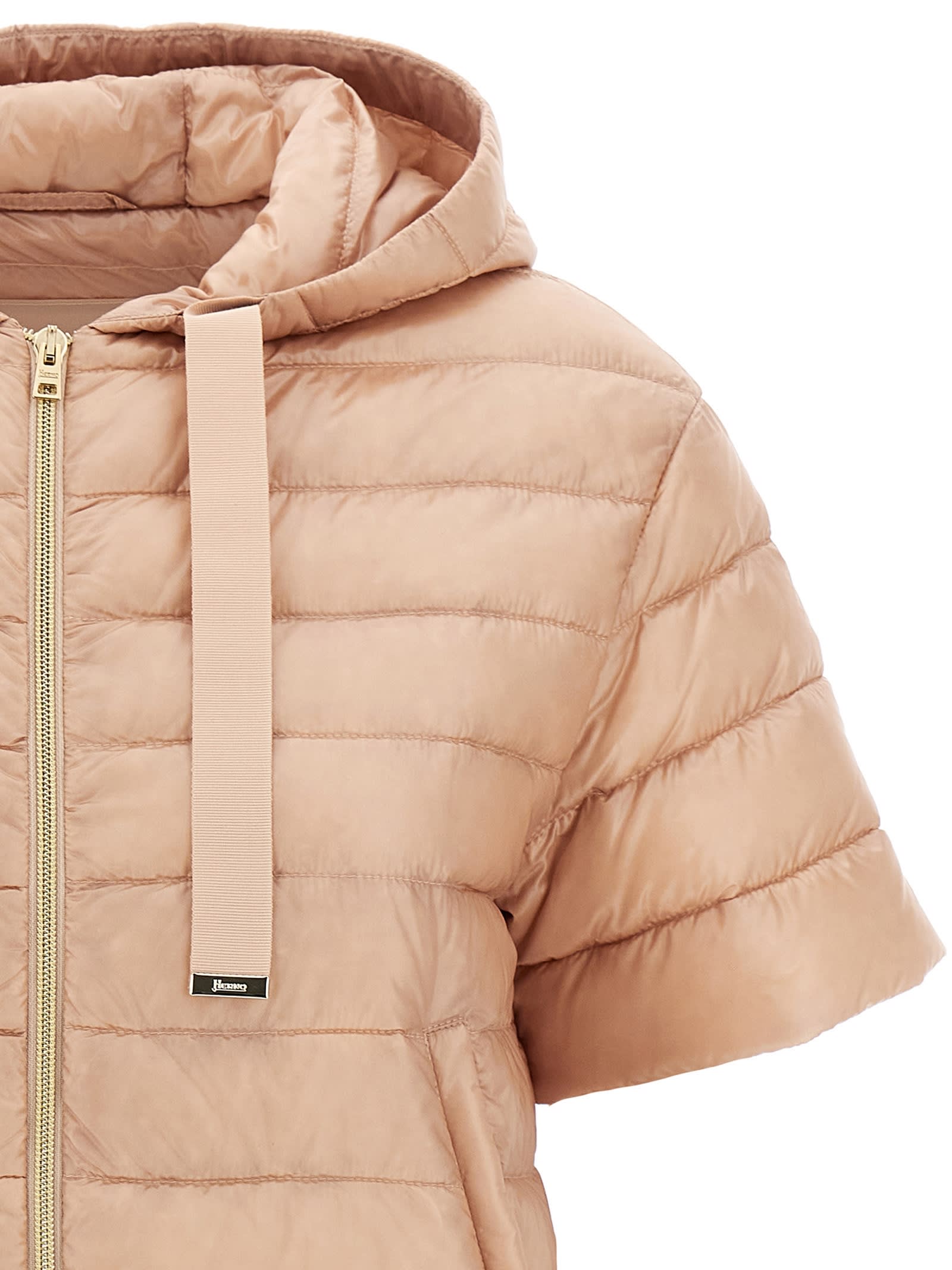 Herno Women Nylon Short Down Jacket In Pink