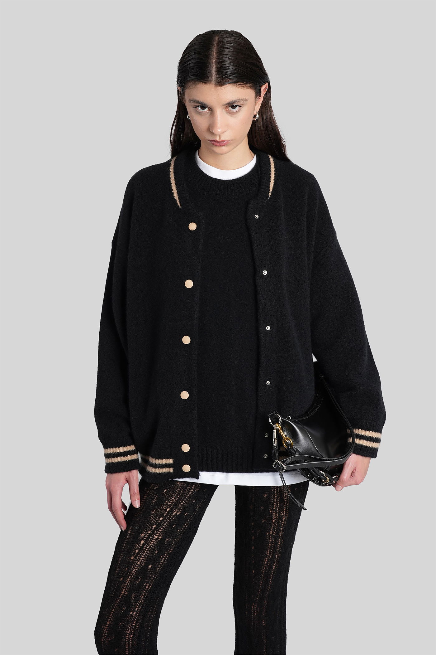 Laneus Bomber Jacket In Black Cashmere In Black