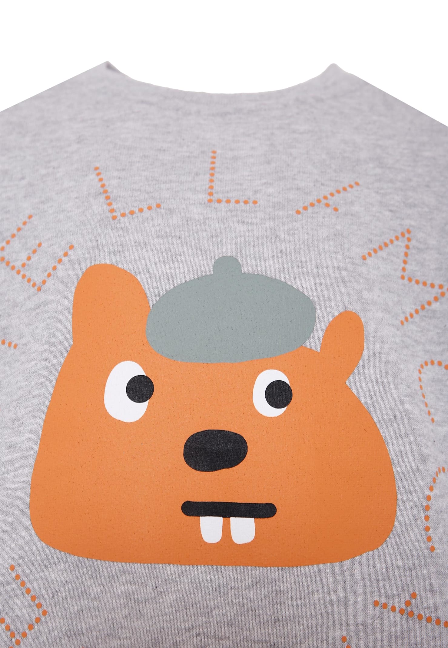 Stella Mccartney Grey Sweatshirt For Boy With Orange Logo And Beaver In Gray