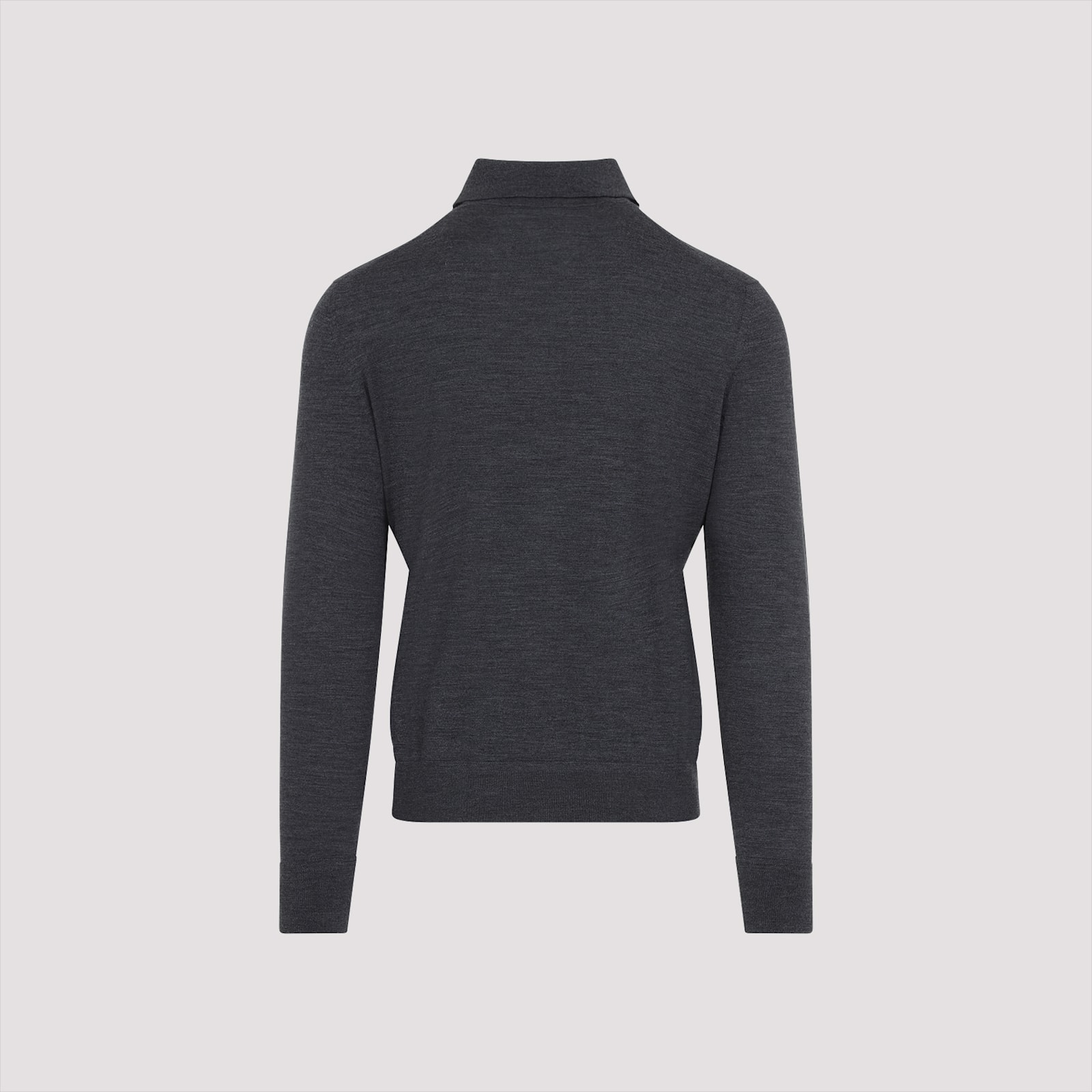 Tom Ford Premium Grey Wool Polo T-shirt In Dark Grey Melange