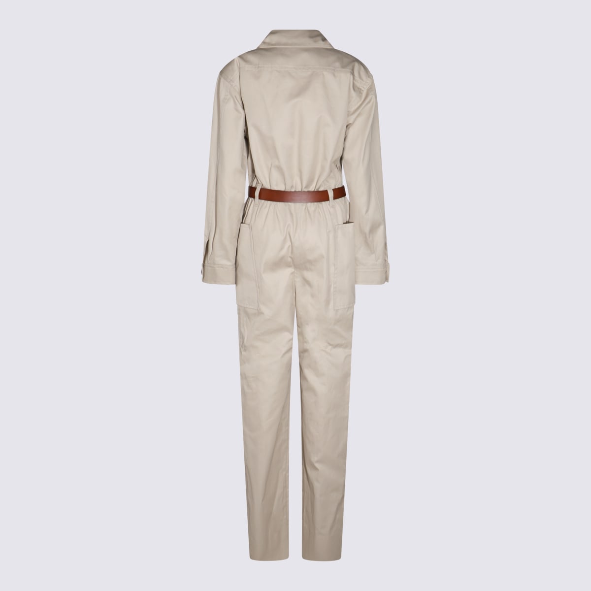 Shop Saint Laurent Beige Cotton Jumpsuits In Beige Claire