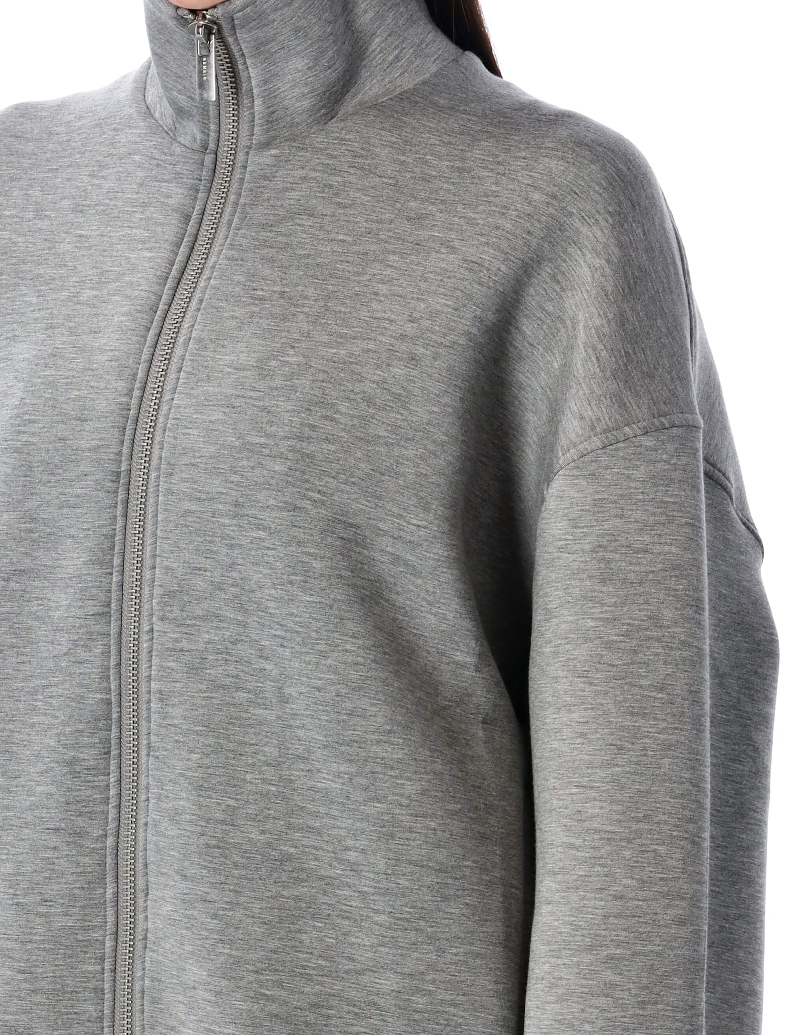 Remain Birger Christensen Zipped Fleece Jacket In Grey Melange