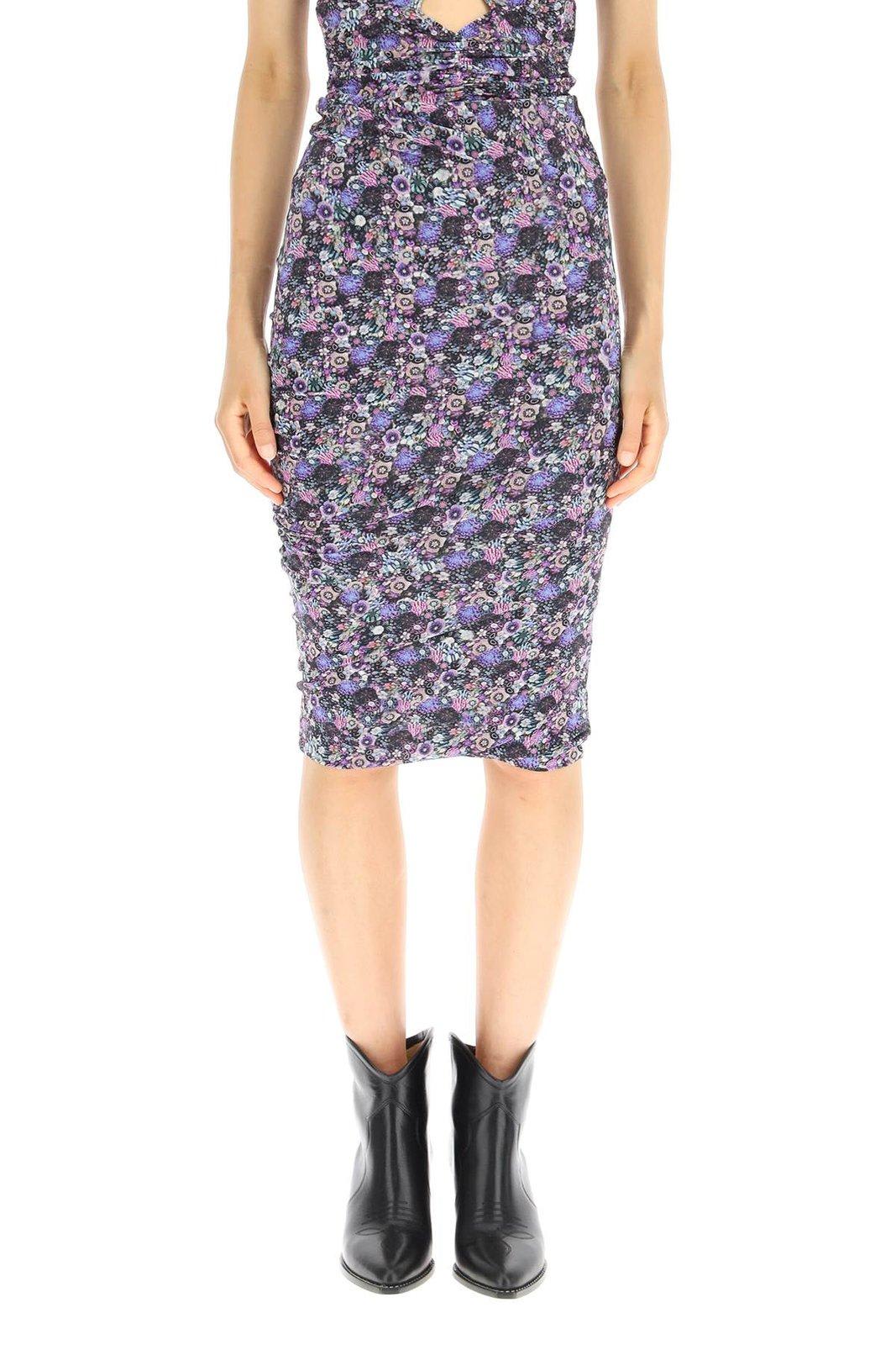 Isabel Marant Allover Floral Printed High Waist Skirt