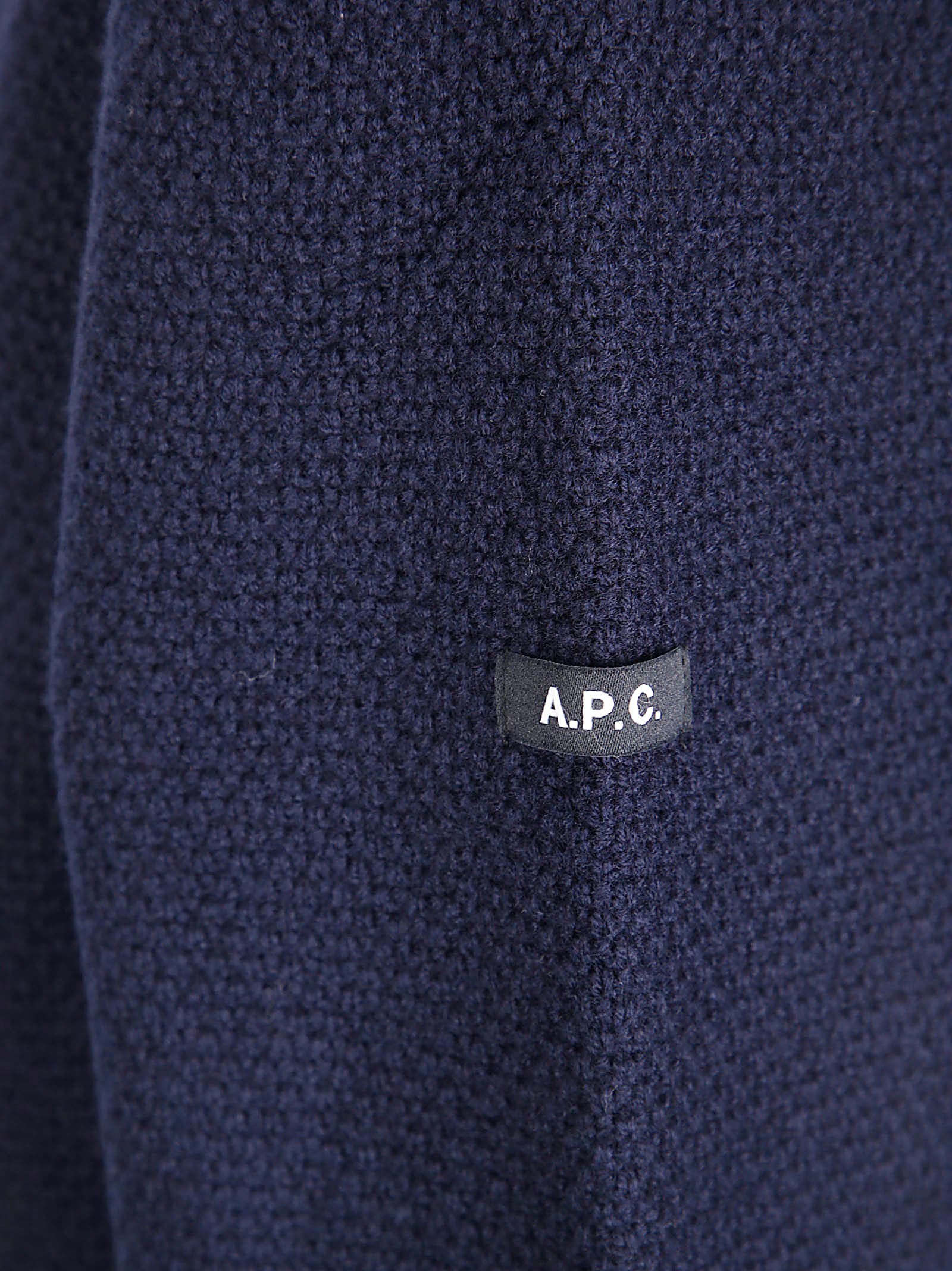 Apc Textured Wool Crew-neck Sweater In Blue