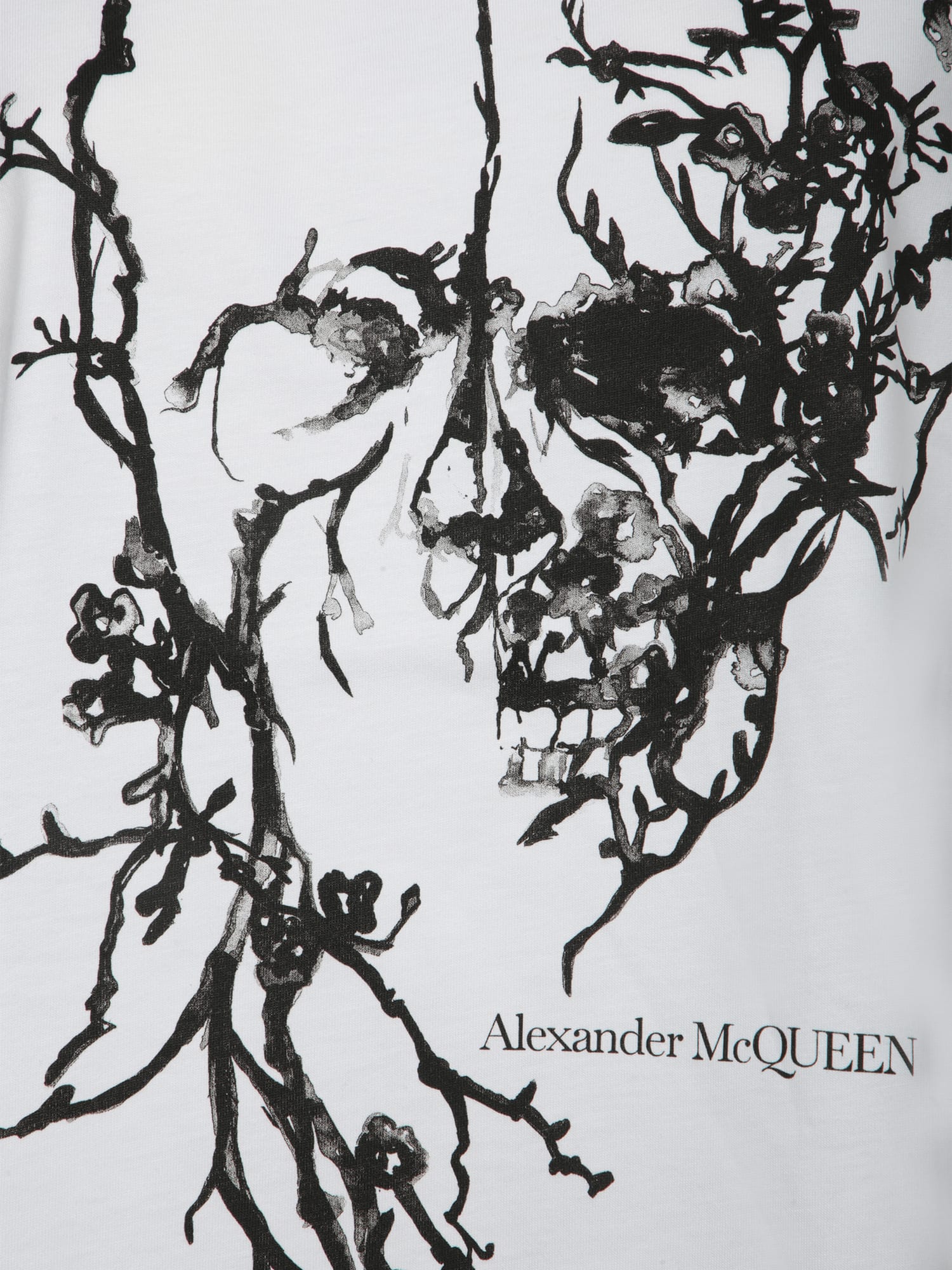 Shop Alexander Mcqueen Cherry Blossom Skull White T-shirt