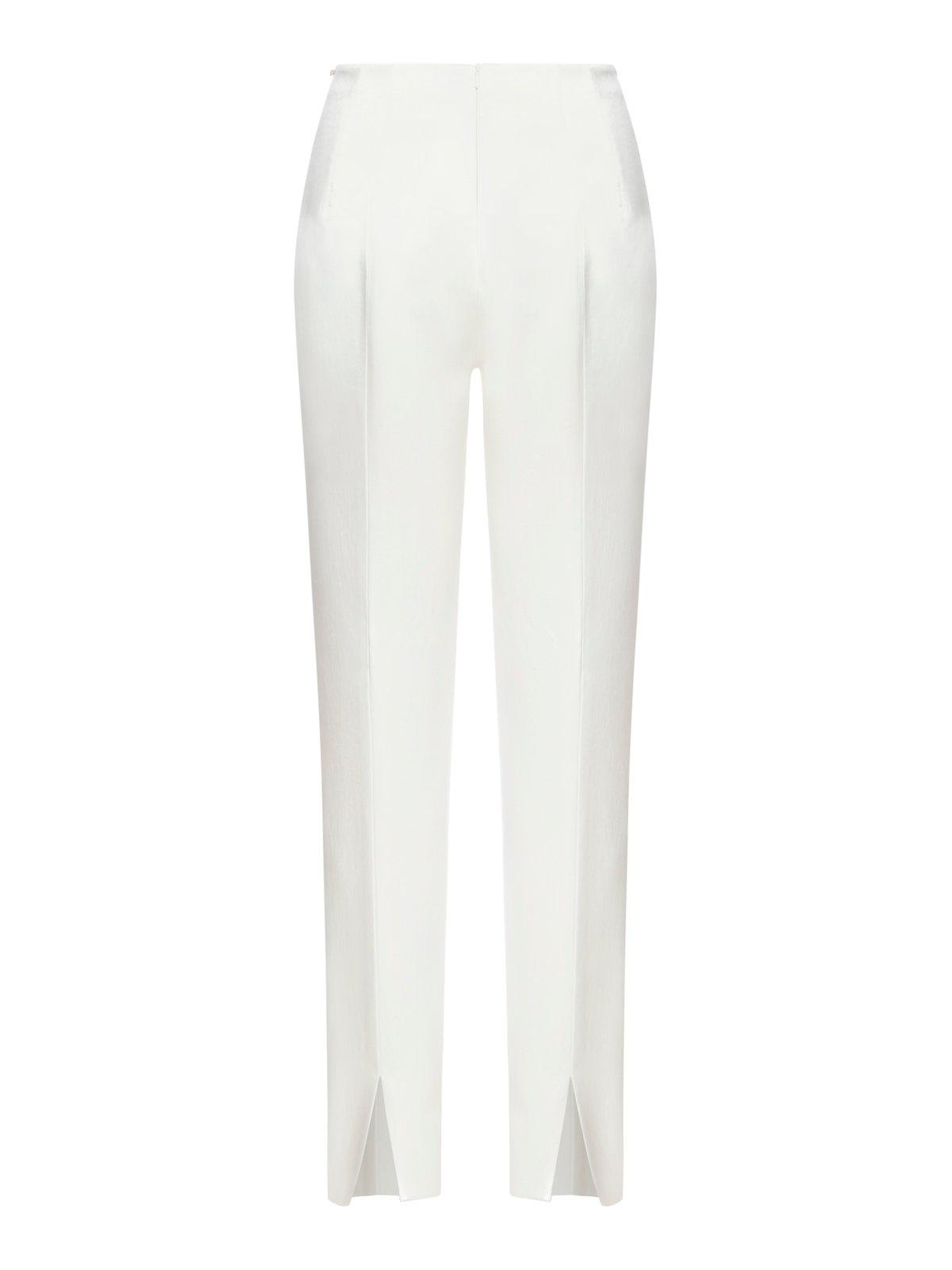 Shop Sportmax High Waist Straight Leg Pants In White