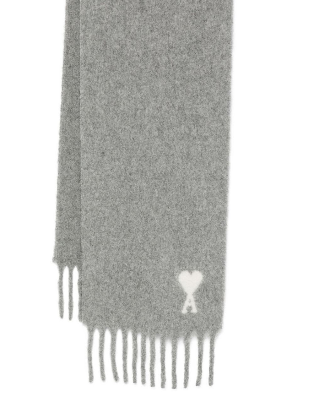 Ami Alexandre Mattiussi Ami De Coeur Wool Scarf In Gray