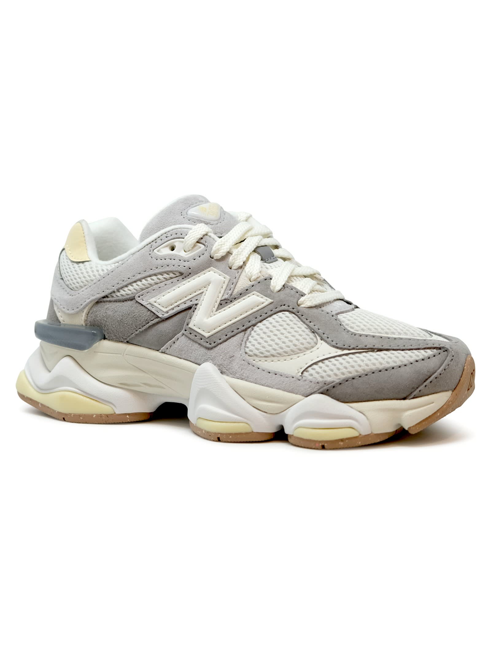 New Balance Round Toe Panelled Sneakers With Rubber Sole In Gray