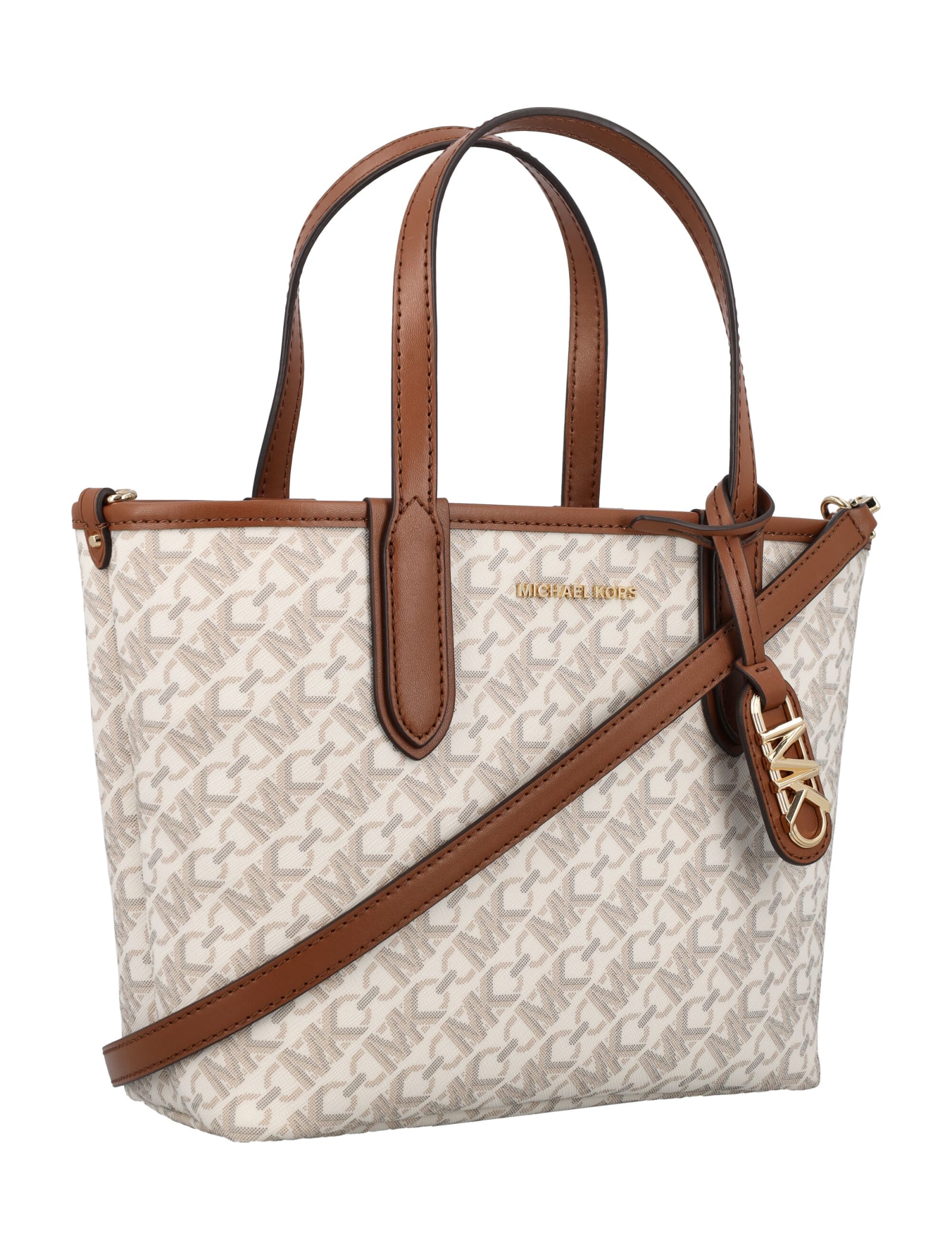 Shop Michael Michael Kors Elize Xs Open Tote Bag In Vanilla/lugg