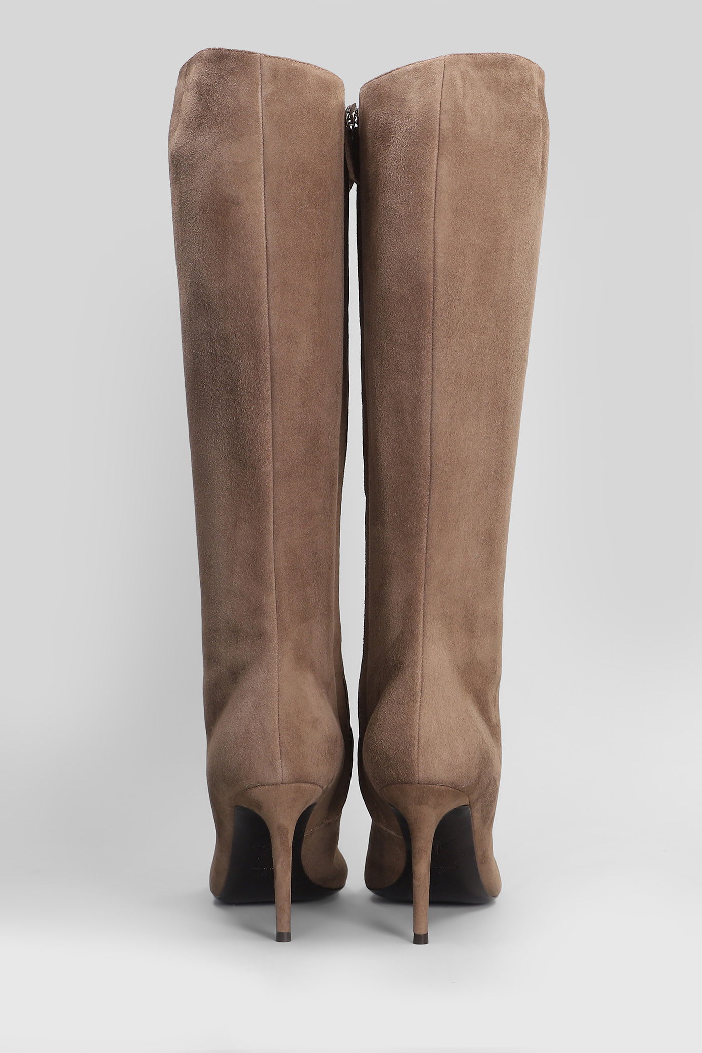 Giuseppe Zanotti Raquel 85 High Heels Boots In Taupe Suede In Brown