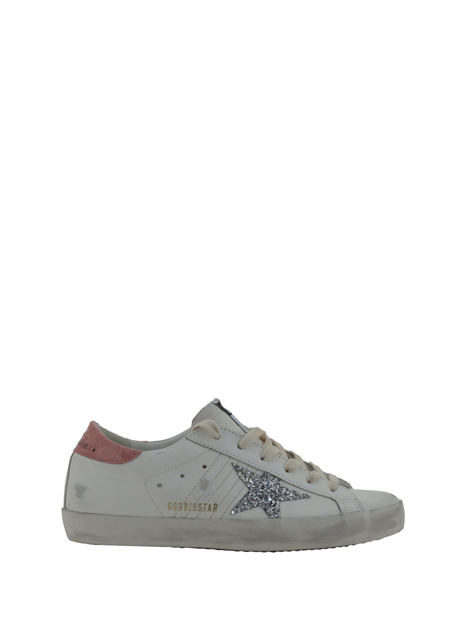 Shop Golden Goose Superstar Sneakers In White/silver/pink