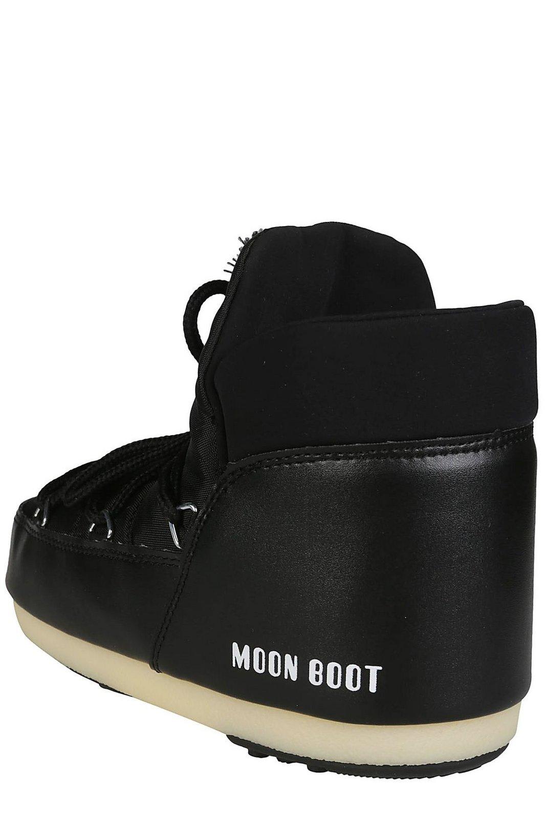 Moon Boot Logo Printed Round Toe Boots In Nero