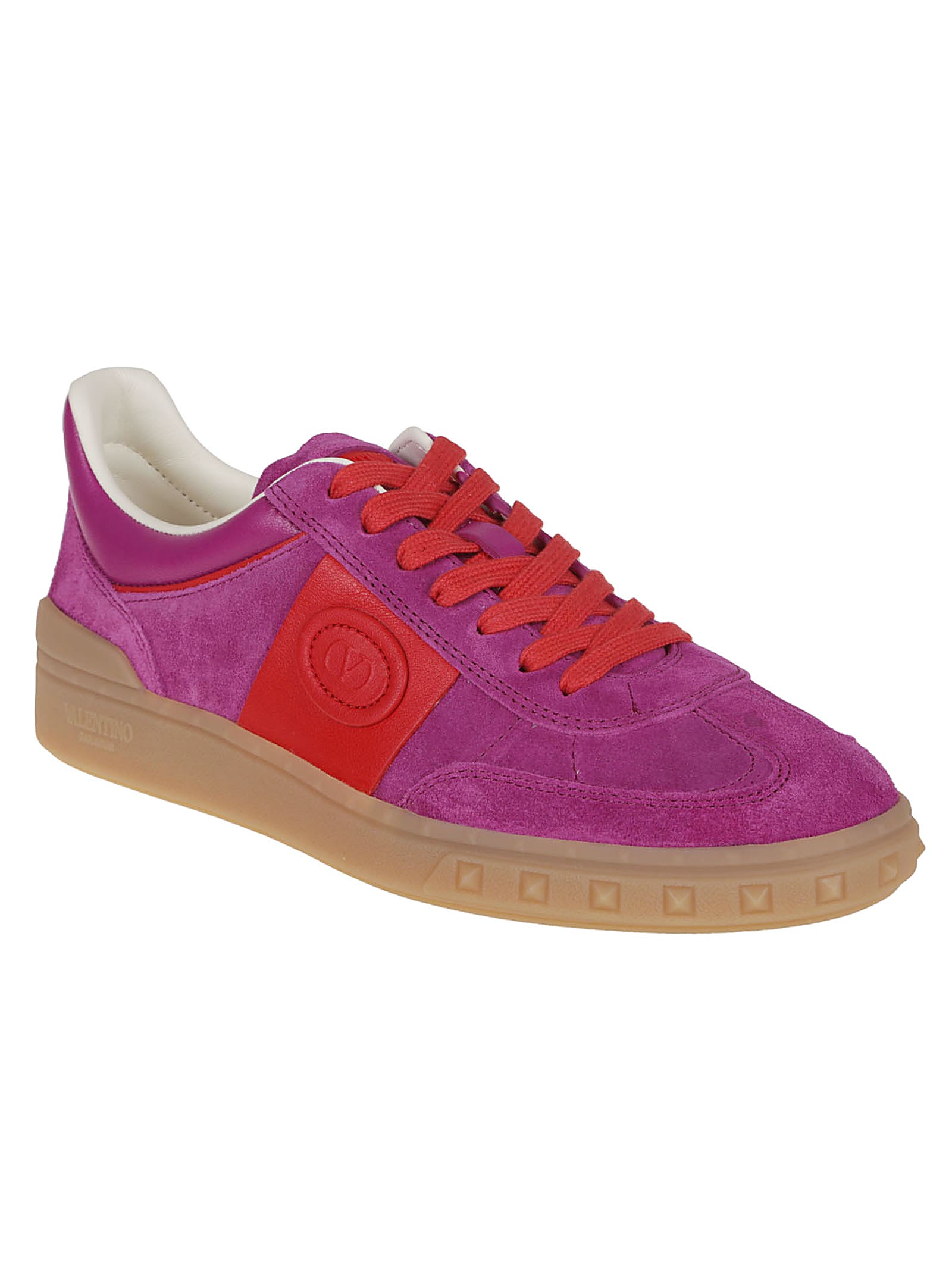 Valentino Upvillage Sneaker Low Top Nappa Calfskin In Qyj Ultrafuxia Coral Red