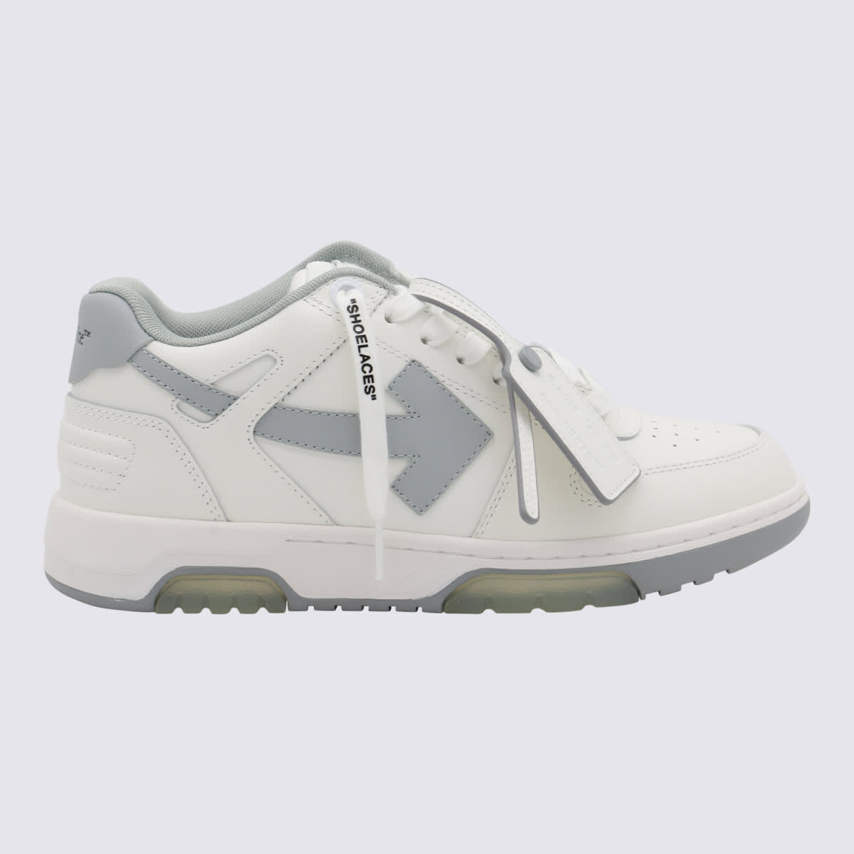 Shop Off-white Grey And White Leather Sneakers