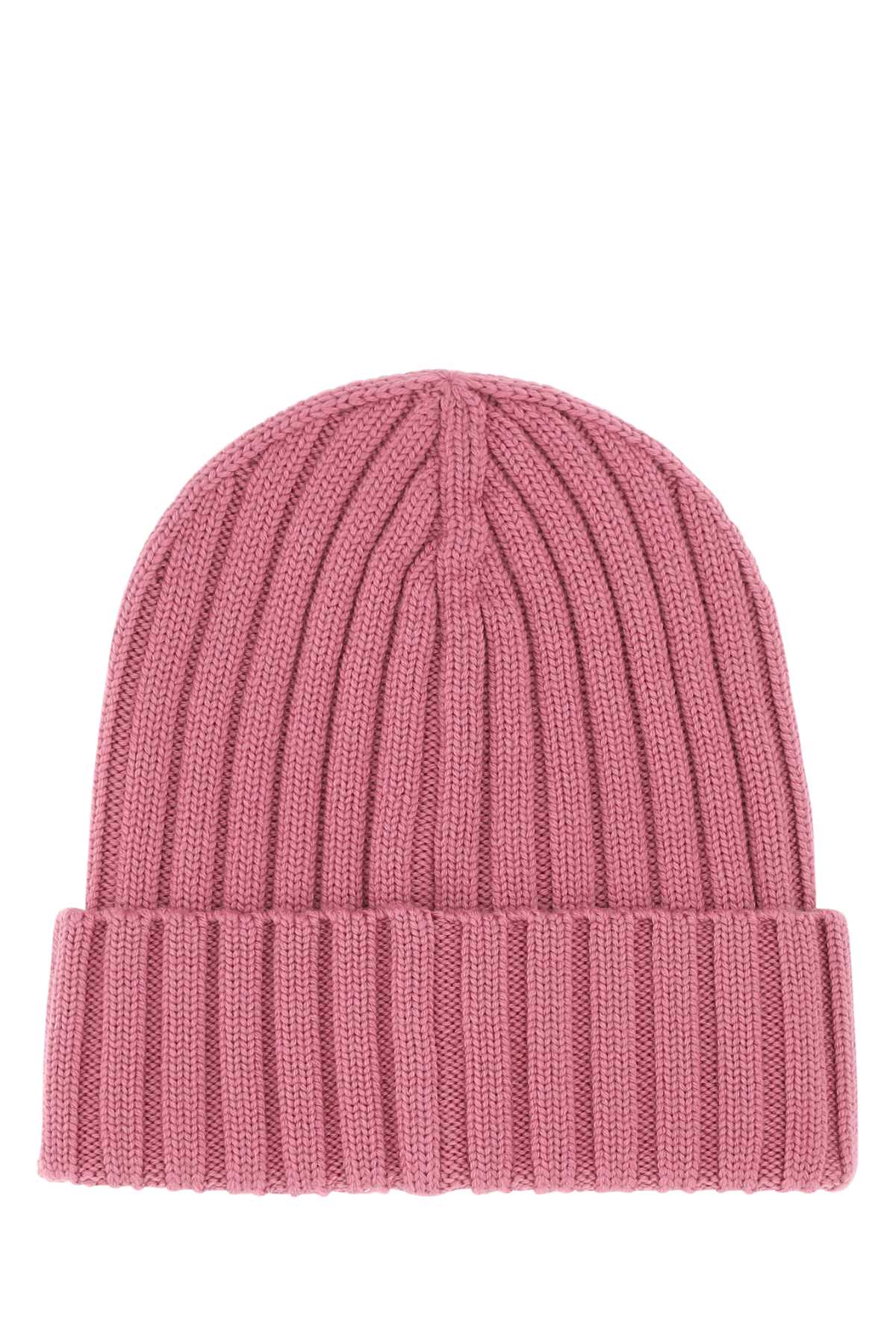 Shop Moncler Antiqued Pink Wool Beanie Hat