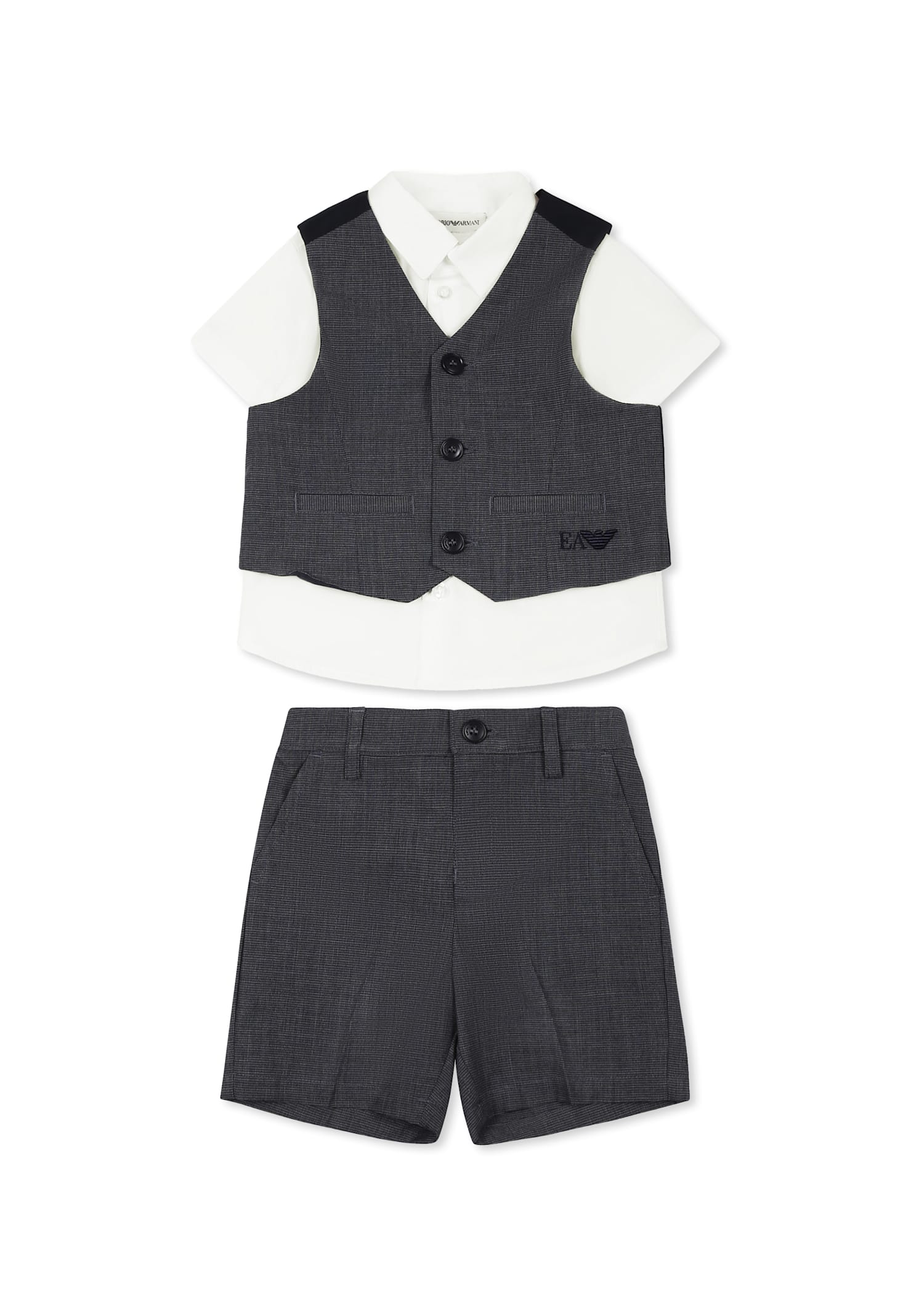 Emporio Armani Blue Set For Baby Boy With Iconic Logo In Multicolor