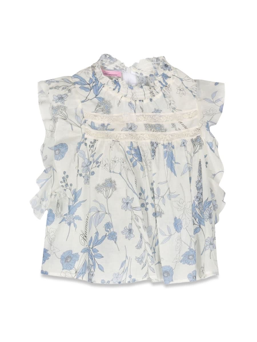 Miss Blumarine Floral-print Ruffled Blouse In Multicolour