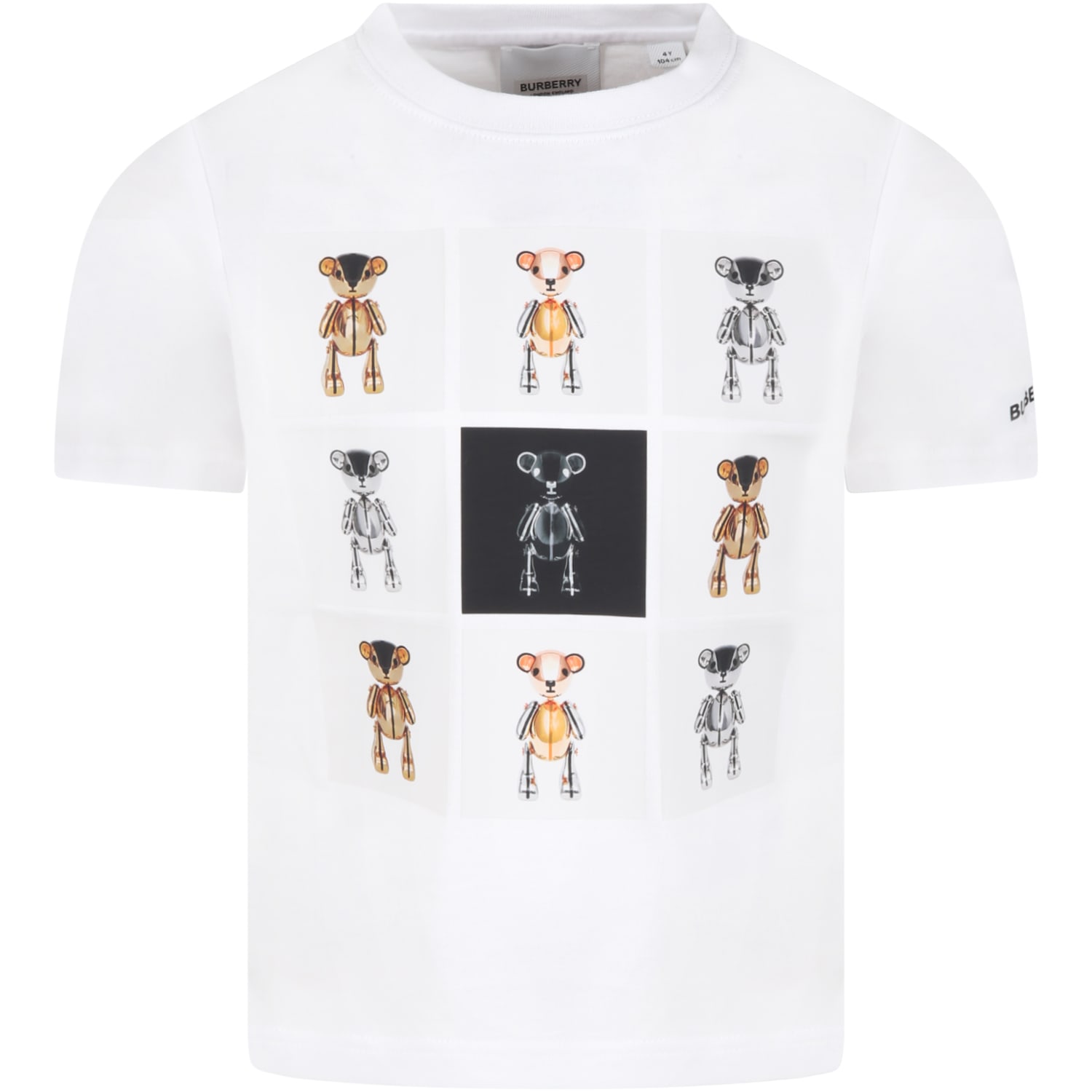 Burberry White T-shirt For Kids With Thomas Bear