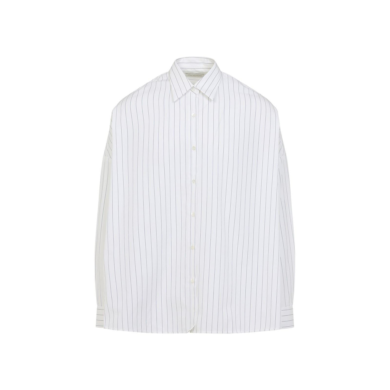 Dries Van Noten Pinstripe Button-down Shirt In Soft Viscose-cotton Blend In White