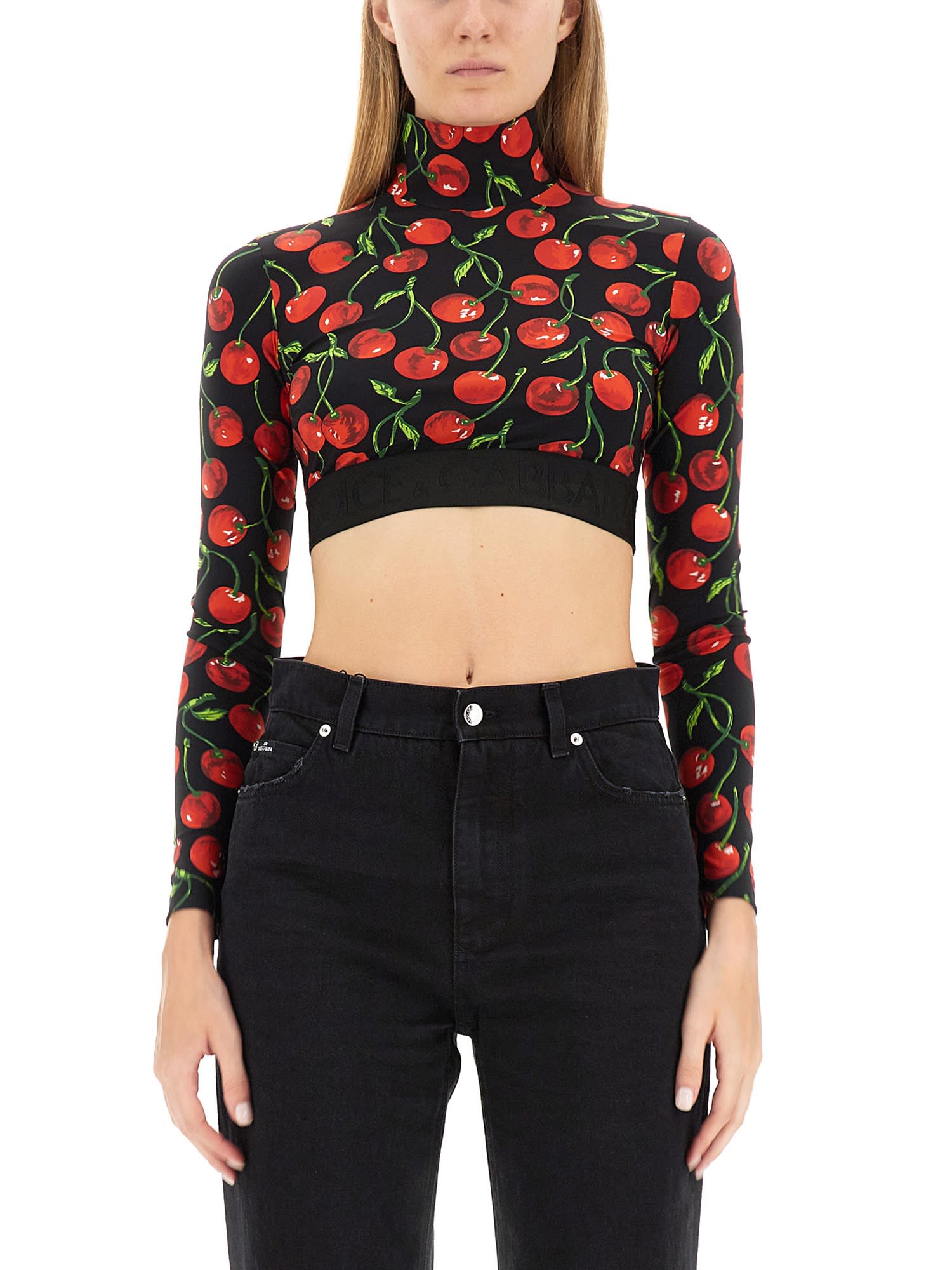 DOLCE & GABBANA CHERRY PRINT TOP