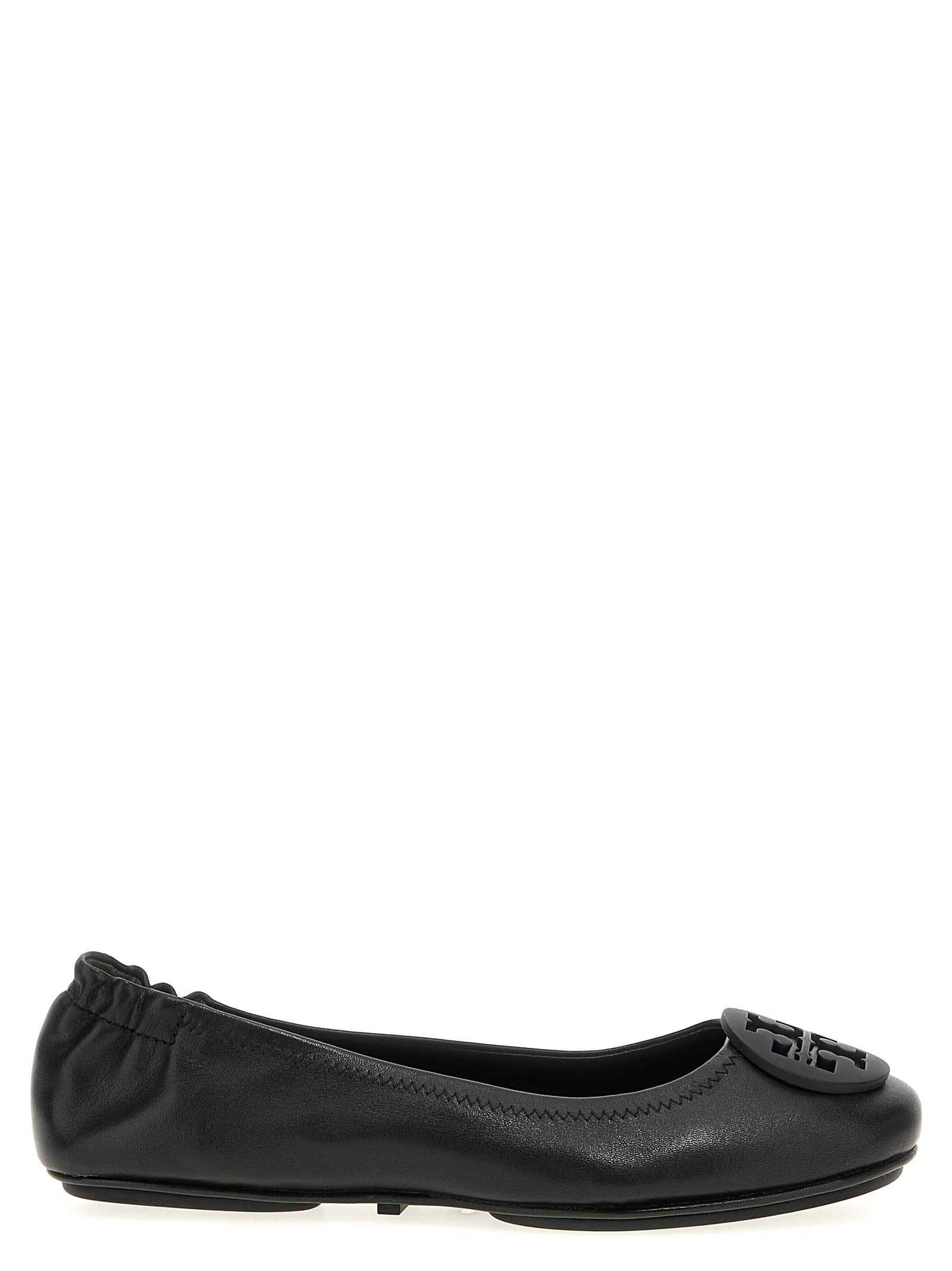 Tory Burch Minnie Travel Ballet Flats In Black